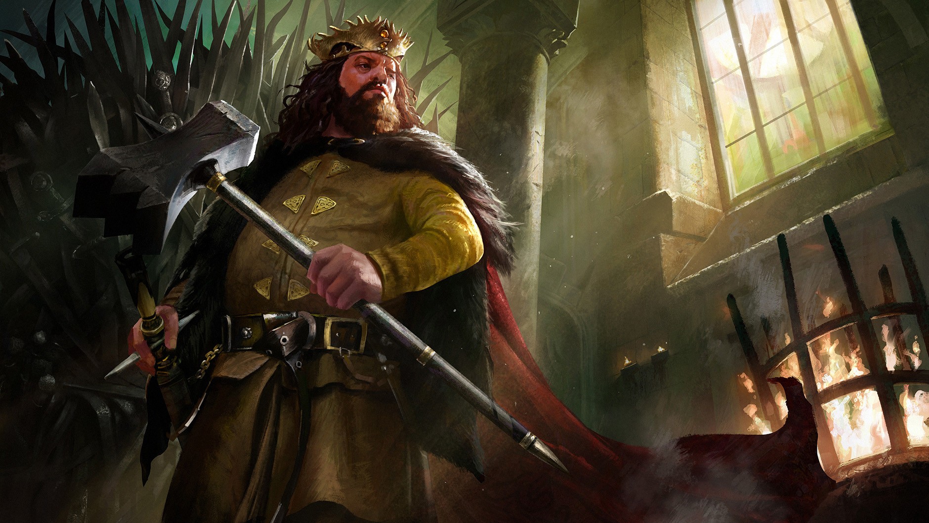General 1880x1058 digital art fantasy art Game of Thrones Robert Baratheon A Song of Ice and Fire TV series fantasy men hammer crown