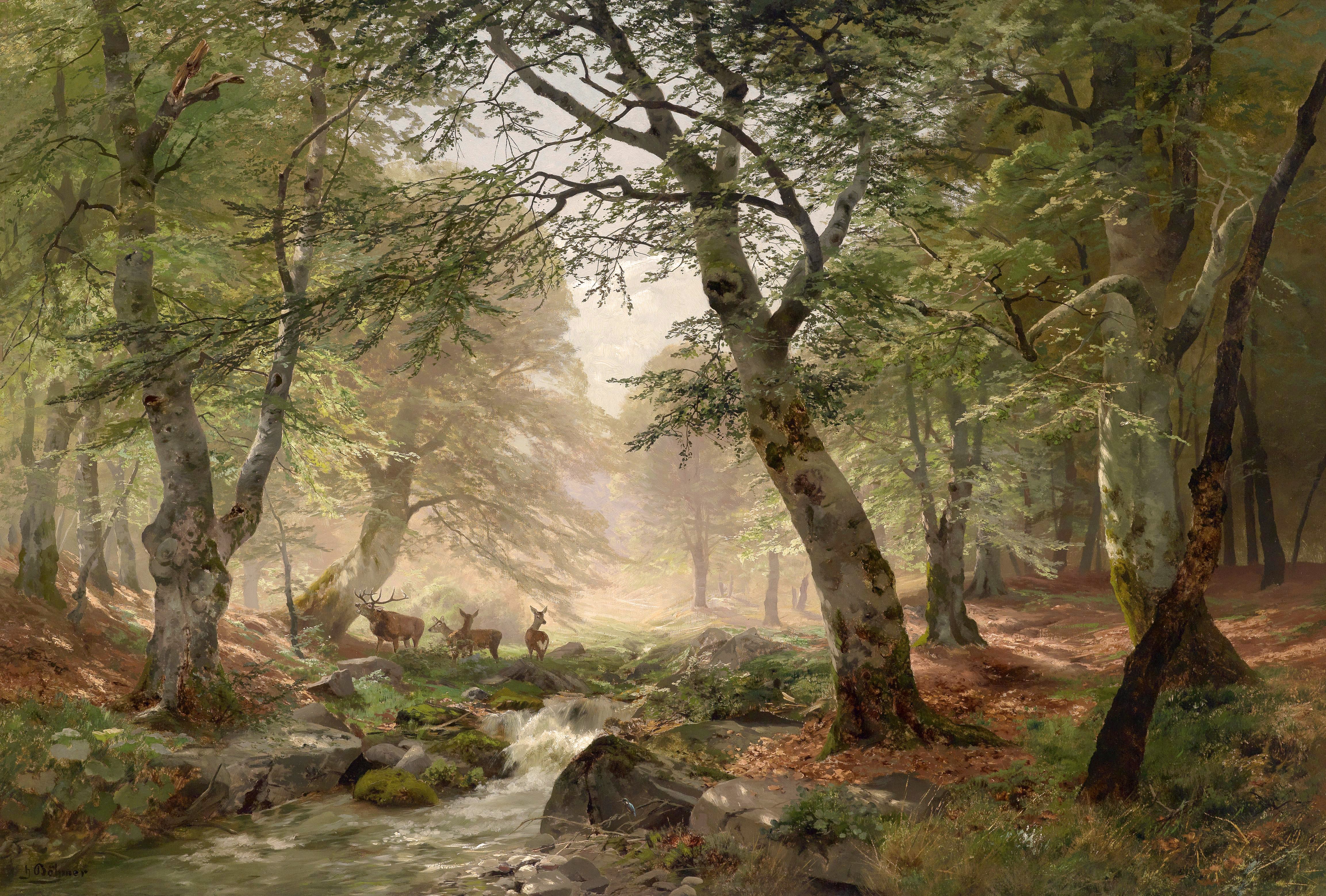 General 4612x3117 forest landscape classic art painting artwork deer