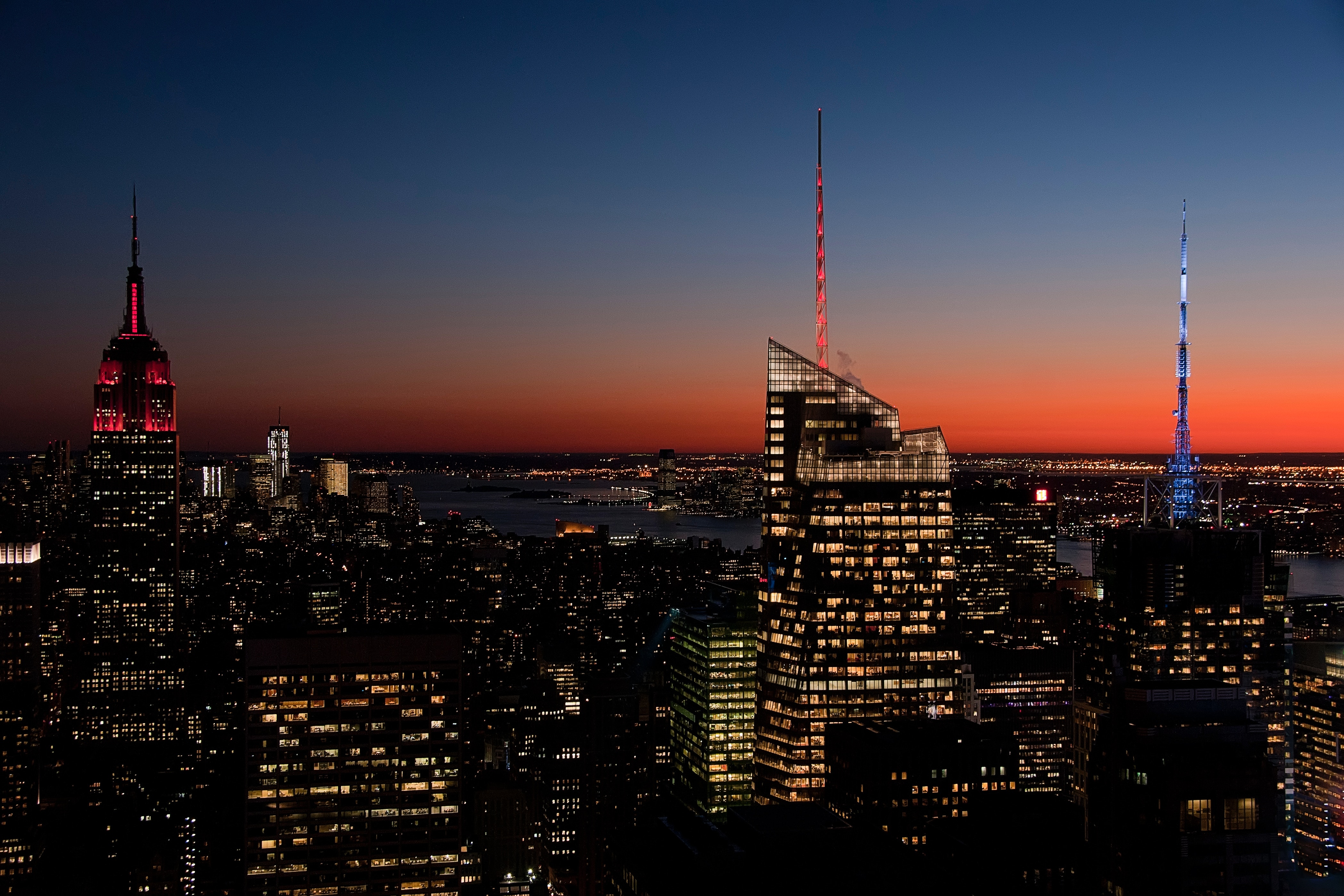 General 4196x2798 New York City city lights sunset low light USA
