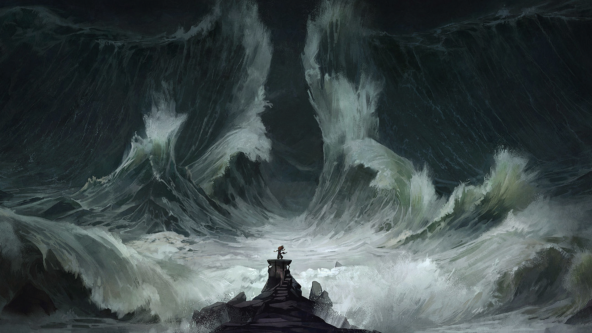 General 1920x1080 waves storm sea Sam Hogg fantasy art