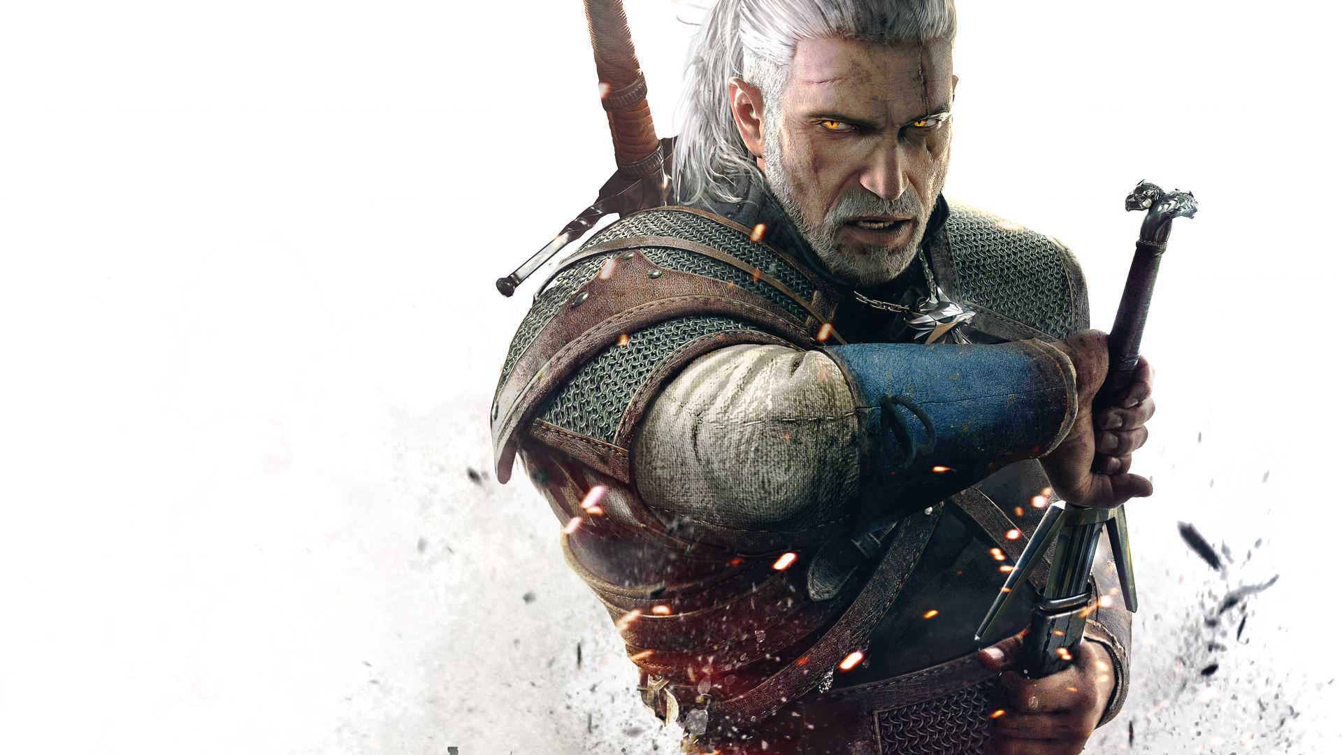 General 1920x1080 The Witcher 3: Wild Hunt Geralt of Rivia Video Game Heroes glowing eyes video games simple background white background RPG video game men video game characters Book characters CD Projekt RED