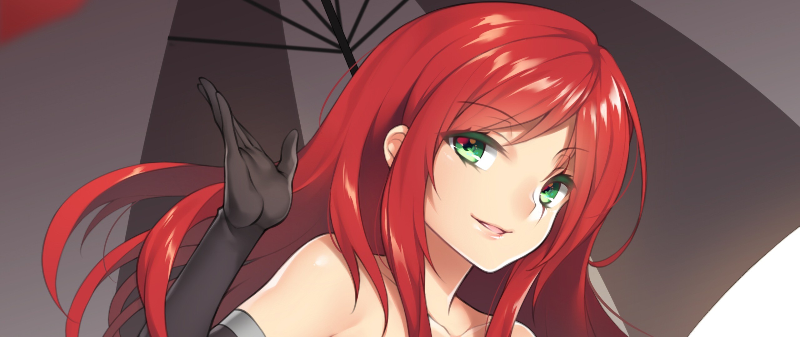 Anime 2560x1080 League of Legends PC gaming redhead green eyes anime girls anime fan art video game art Katarina (League of Legends) video game girls video game characters
