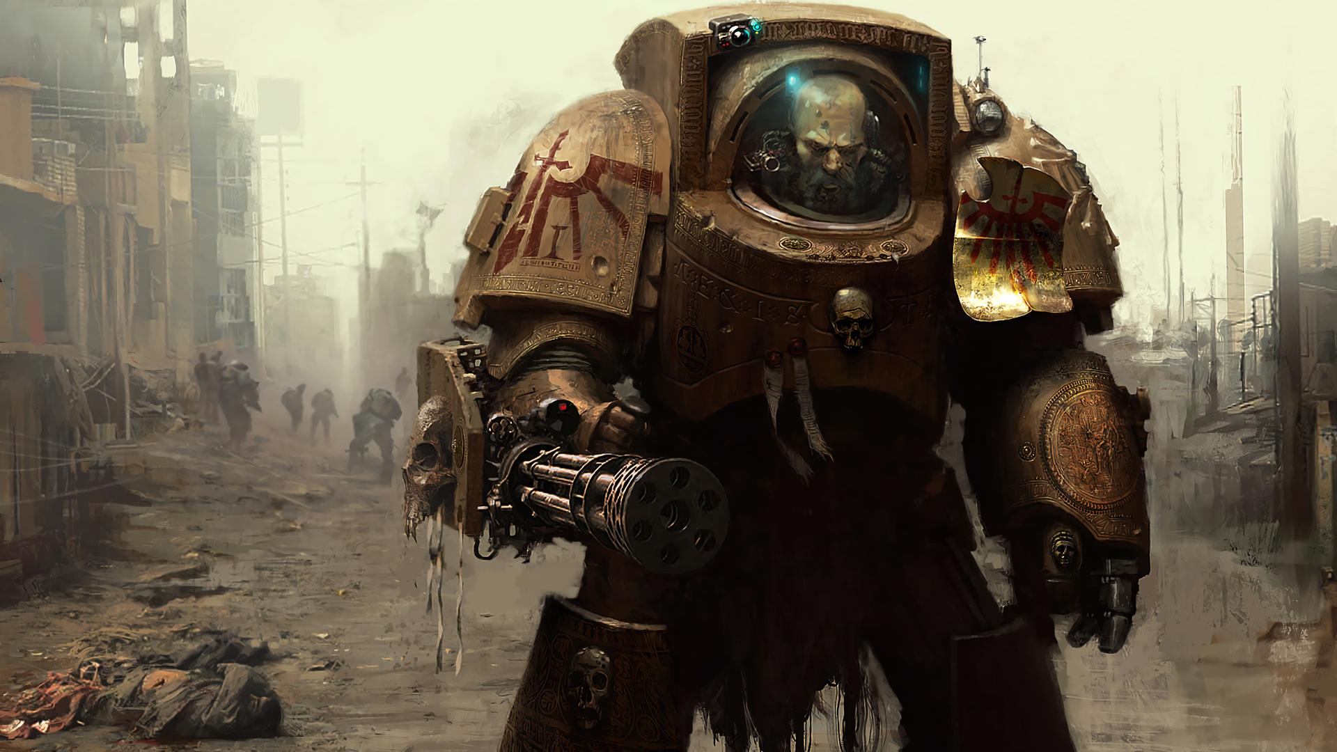 General 1920x1080 Warhammer 40,000 digital art space marines Deathwing science fiction vehicle weapon futuristic armor futuristic