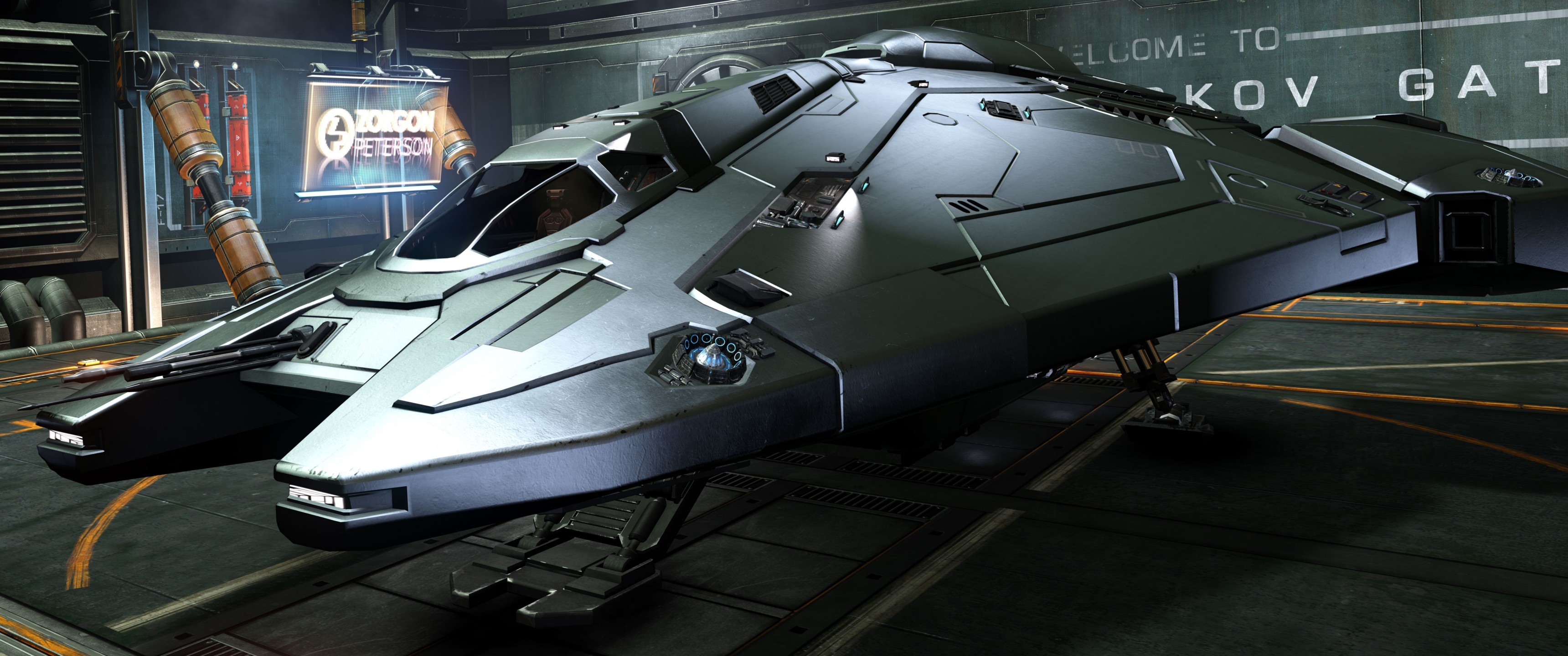 General 3440x1440 Elite: Dangerous spaceship CGI PC gaming vehicle
