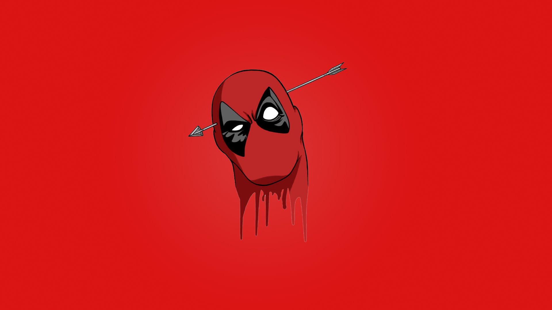 General 1920x1080 Deadpool antiheroes arrows (design) red background simple background comic art red blood