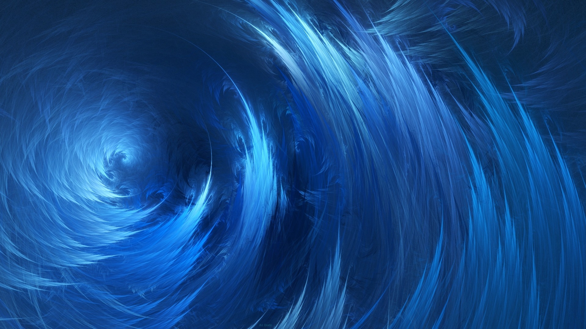 General 1920x1080 spiral waves blue abstract digital art