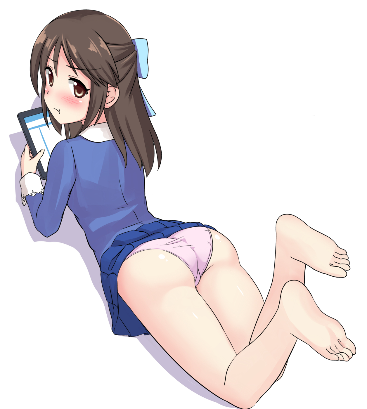 Anime 1256x1400 THE iDOLM@STER: Cinderella Girls anime girls ass panties white background lying on front