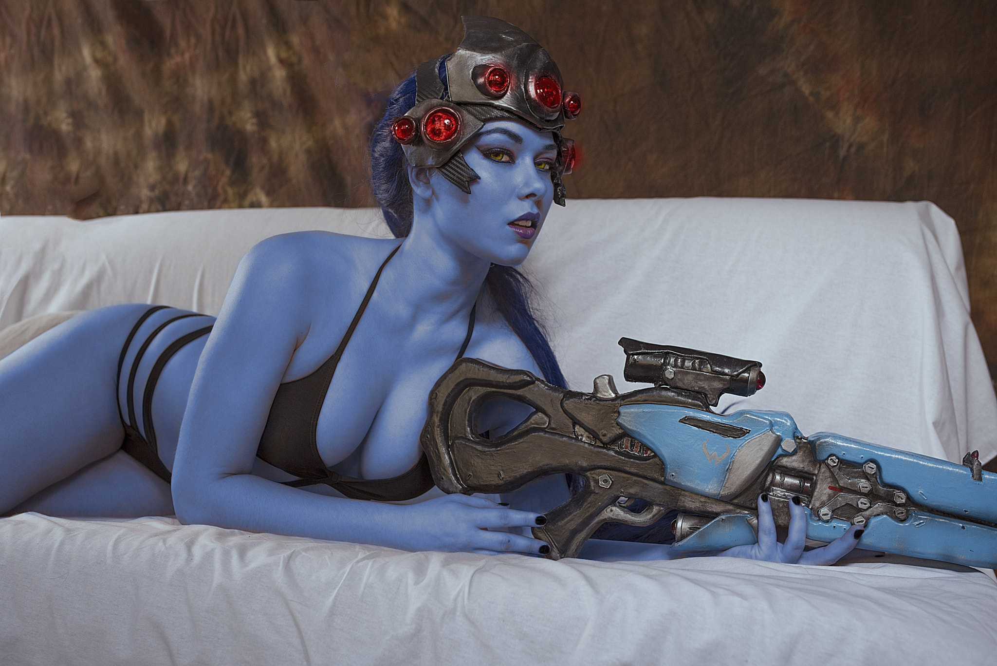 People 2048x1367 Rossi Ivanova 500px cosplay women model Widowmaker (Overwatch) blue skin Overwatch