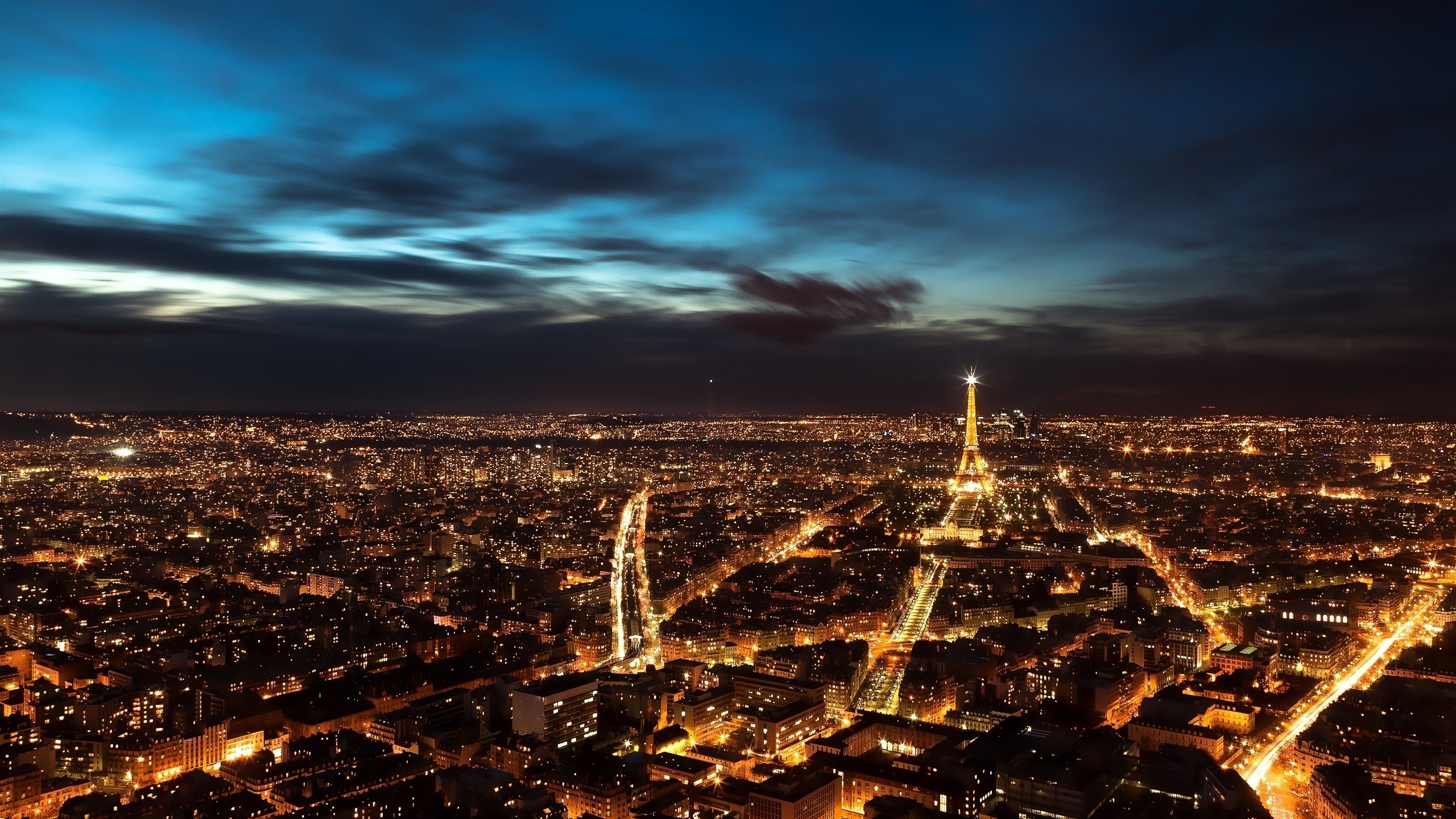 General 2560x1440 city night Paris France far view city lights