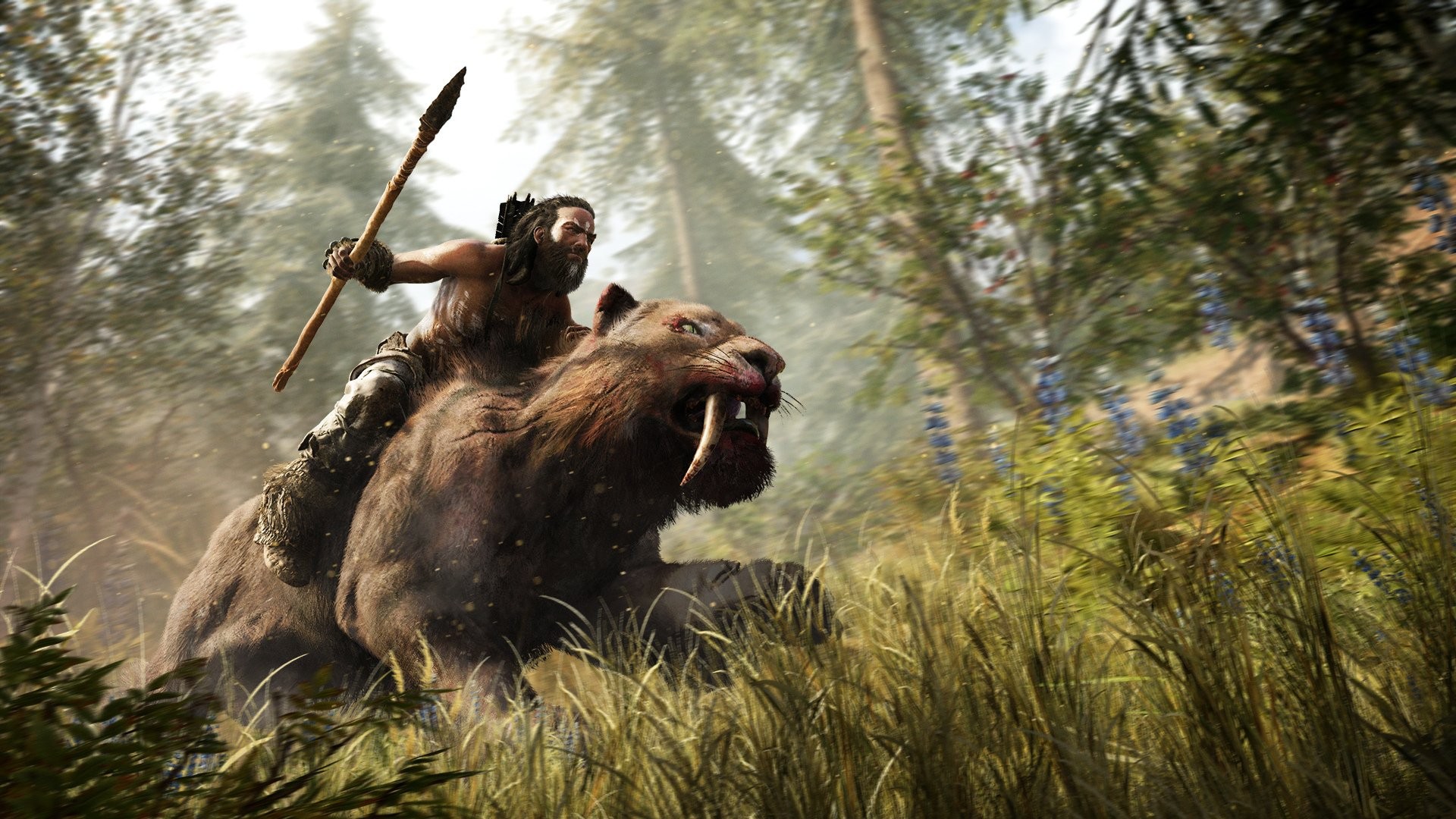 General 1920x1080 far cry primal video games video game art animals Ubisoft 2016 (year) PC gaming spear men creature