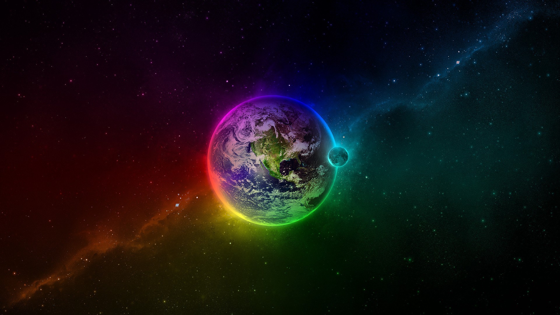 General 1920x1080 Earth space colorful Moon space art planet digital art