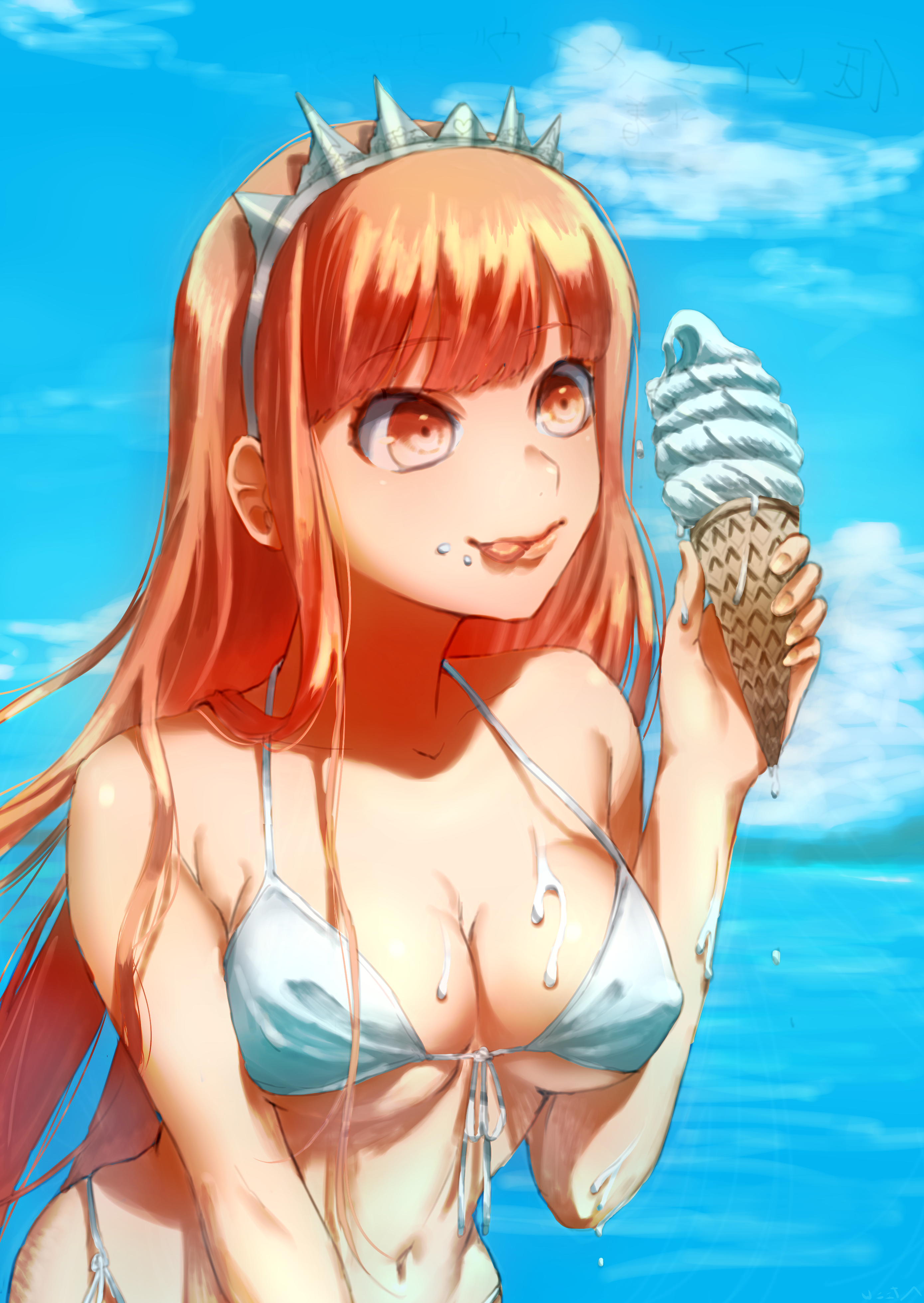 Anime 2778x3916 Medb (Fate/Grand Order ) Fate/Grand Order anime girls cleavage bikini ice cream