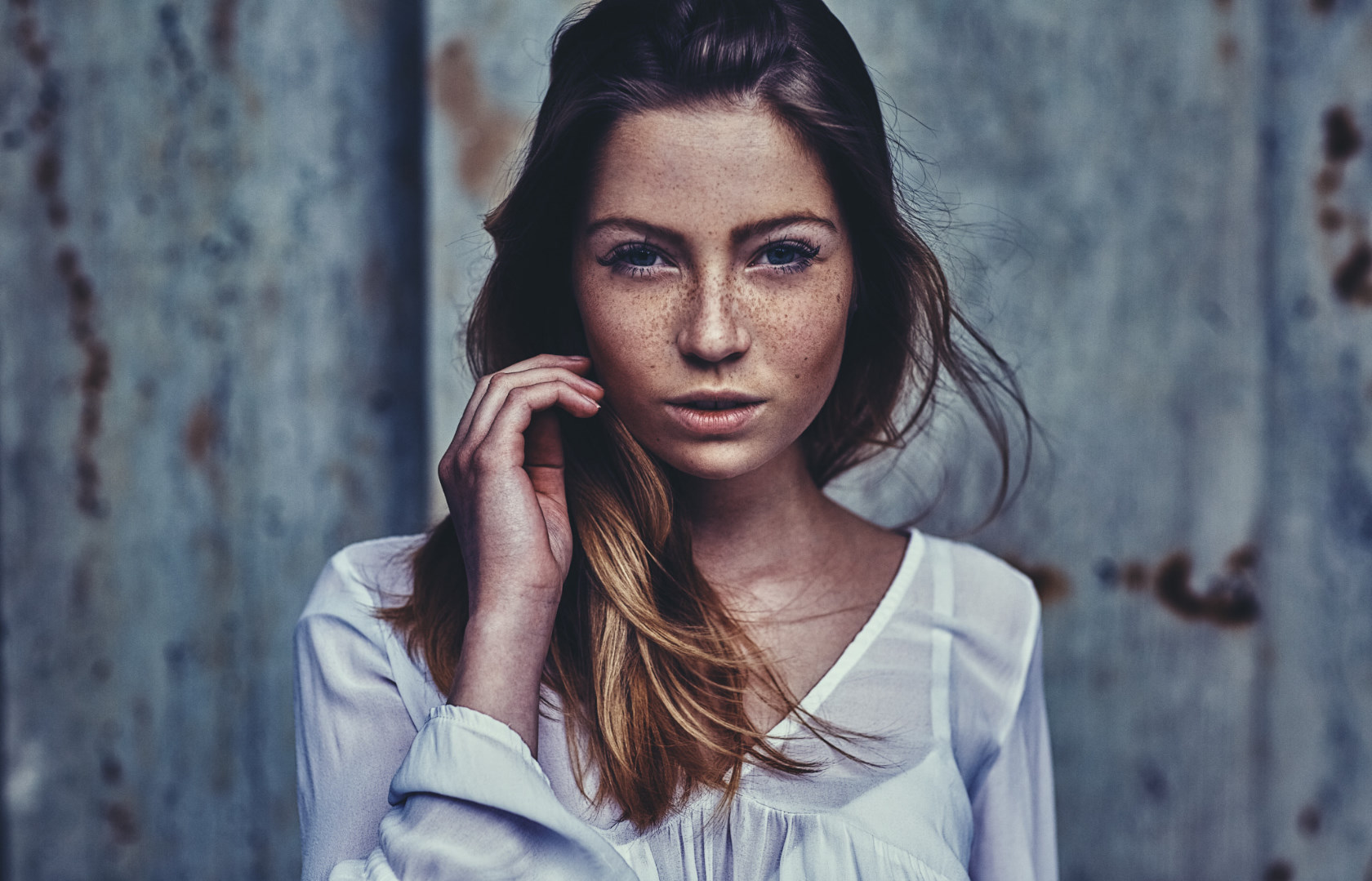 People 1680x1079 women model face portrait Martin Strauss freckles Kira Beblik brunette