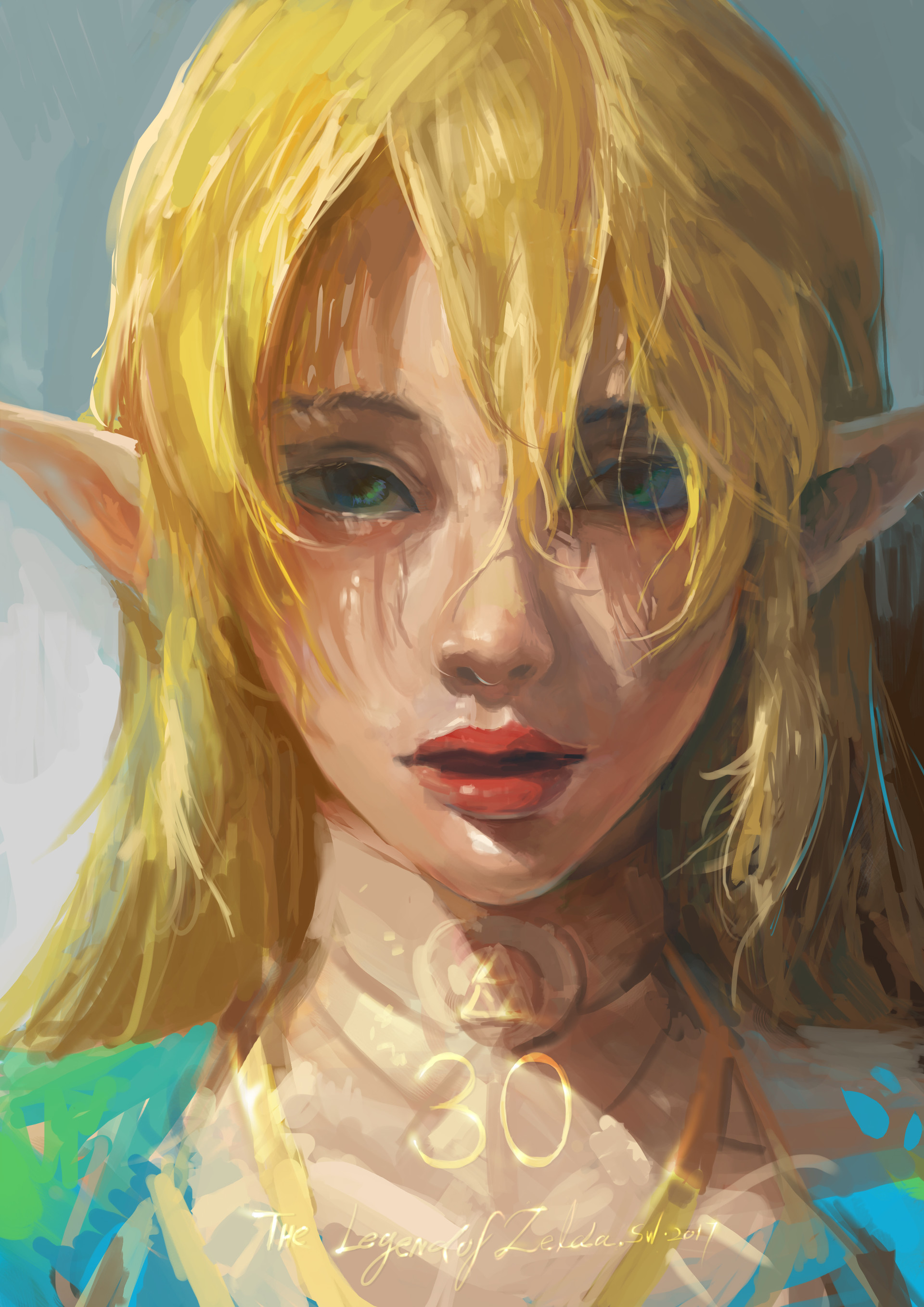 General 1920x2715 fantasy art The Legend of Zelda blonde green eyes portrait