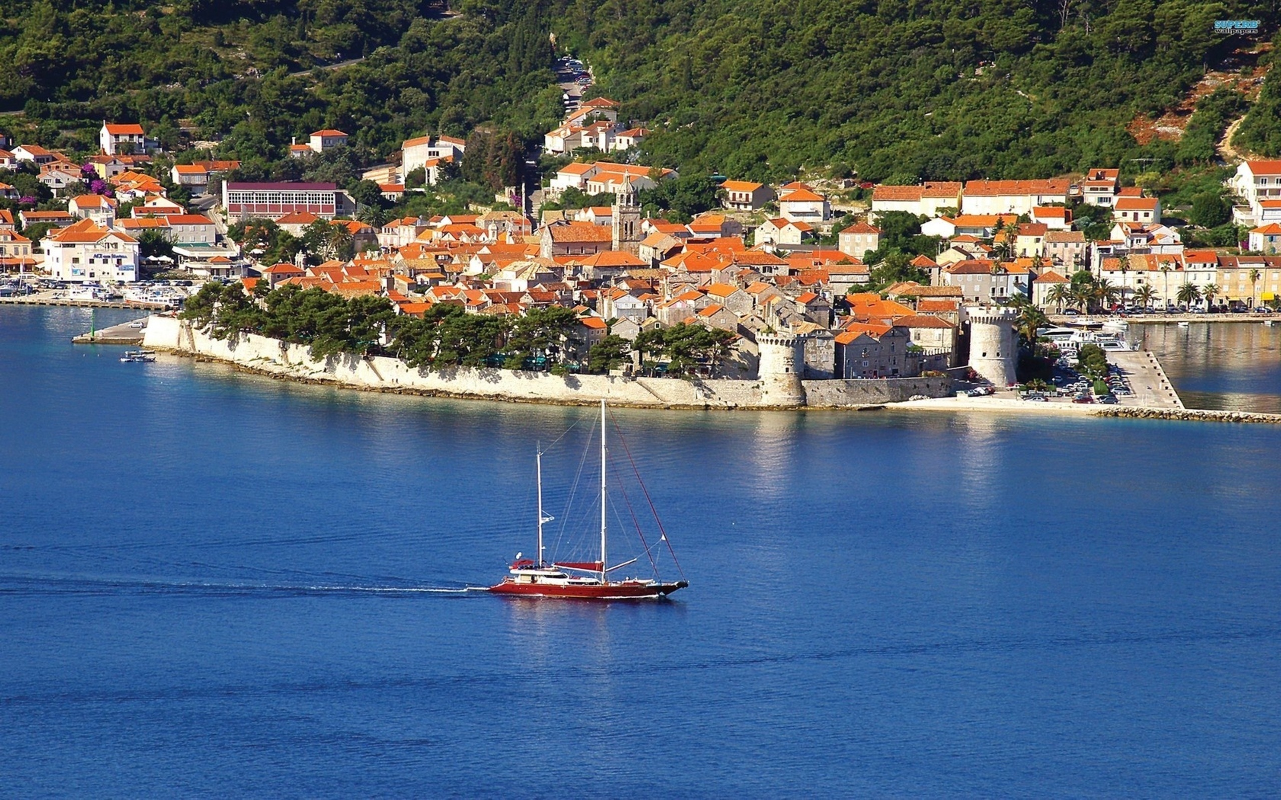 General 2560x1600 Korčula Croatia sea cityscape yacht summer vacation vehicle