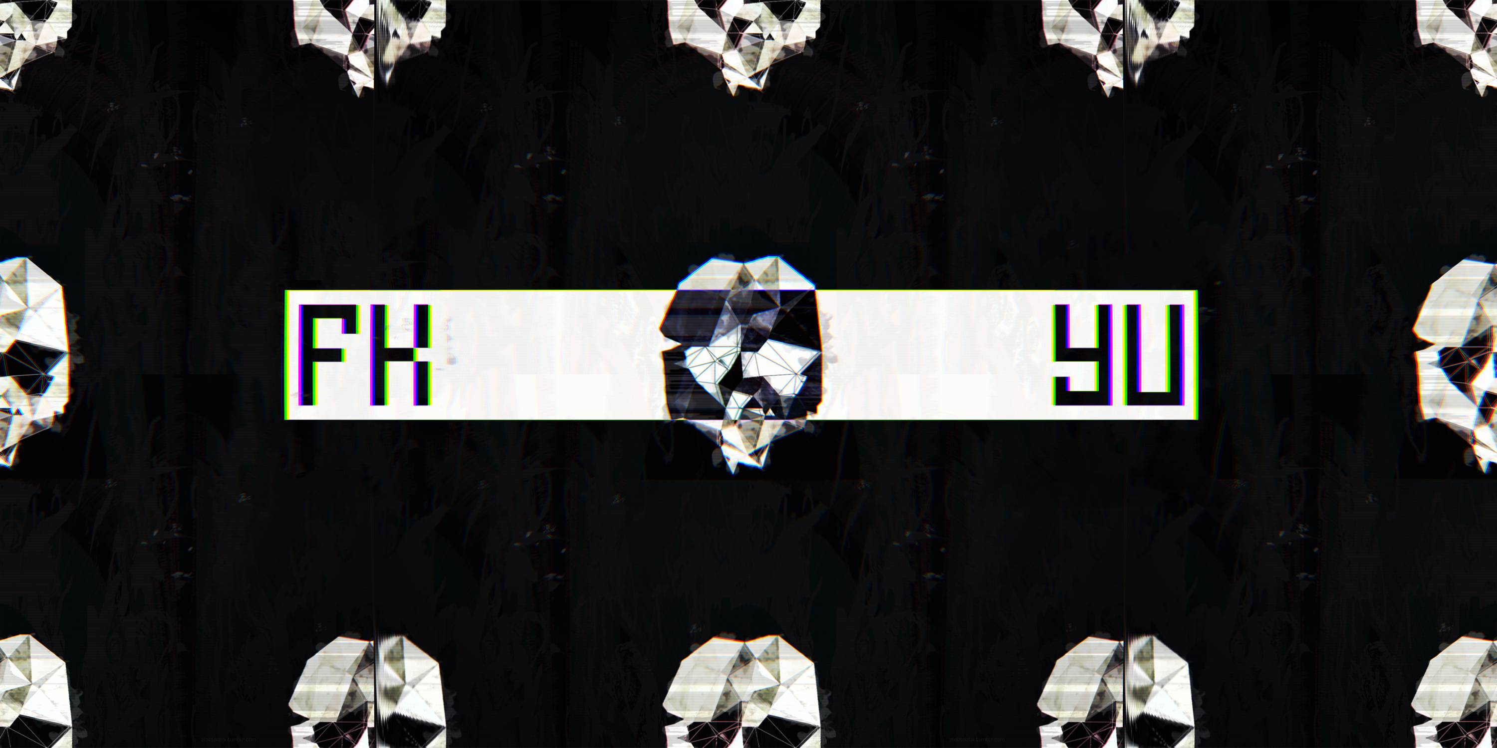 General 3000x1500 abstract glitch art low poly skull