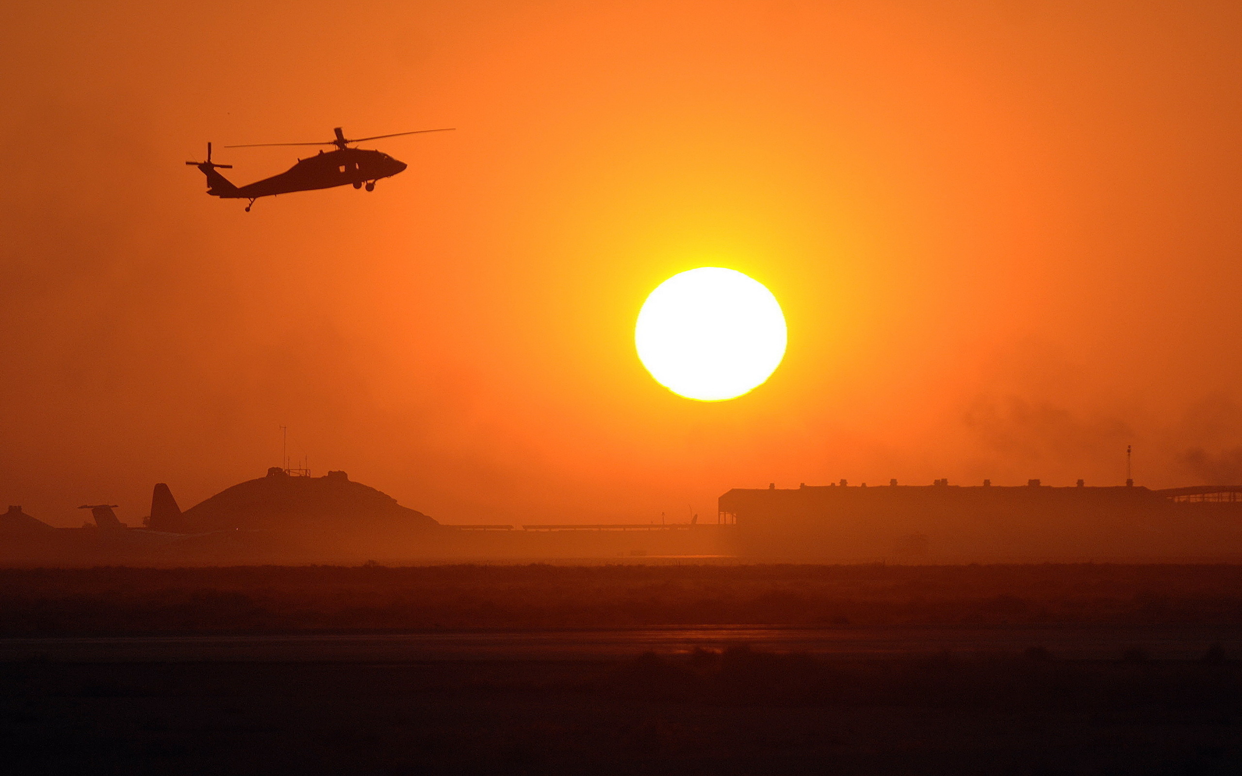 General 2560x1600 silhouette Sikorsky UH-60 Black Hawk Sun sunset helicopters