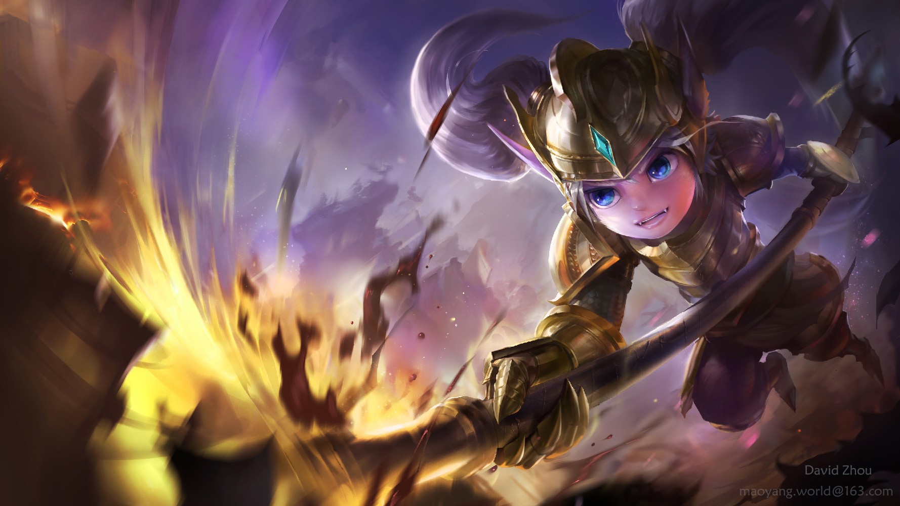 General 1778x1000 fan art League of Legends Poppy (League of Legends) video games PC gaming watermarked blue eyes video game girls