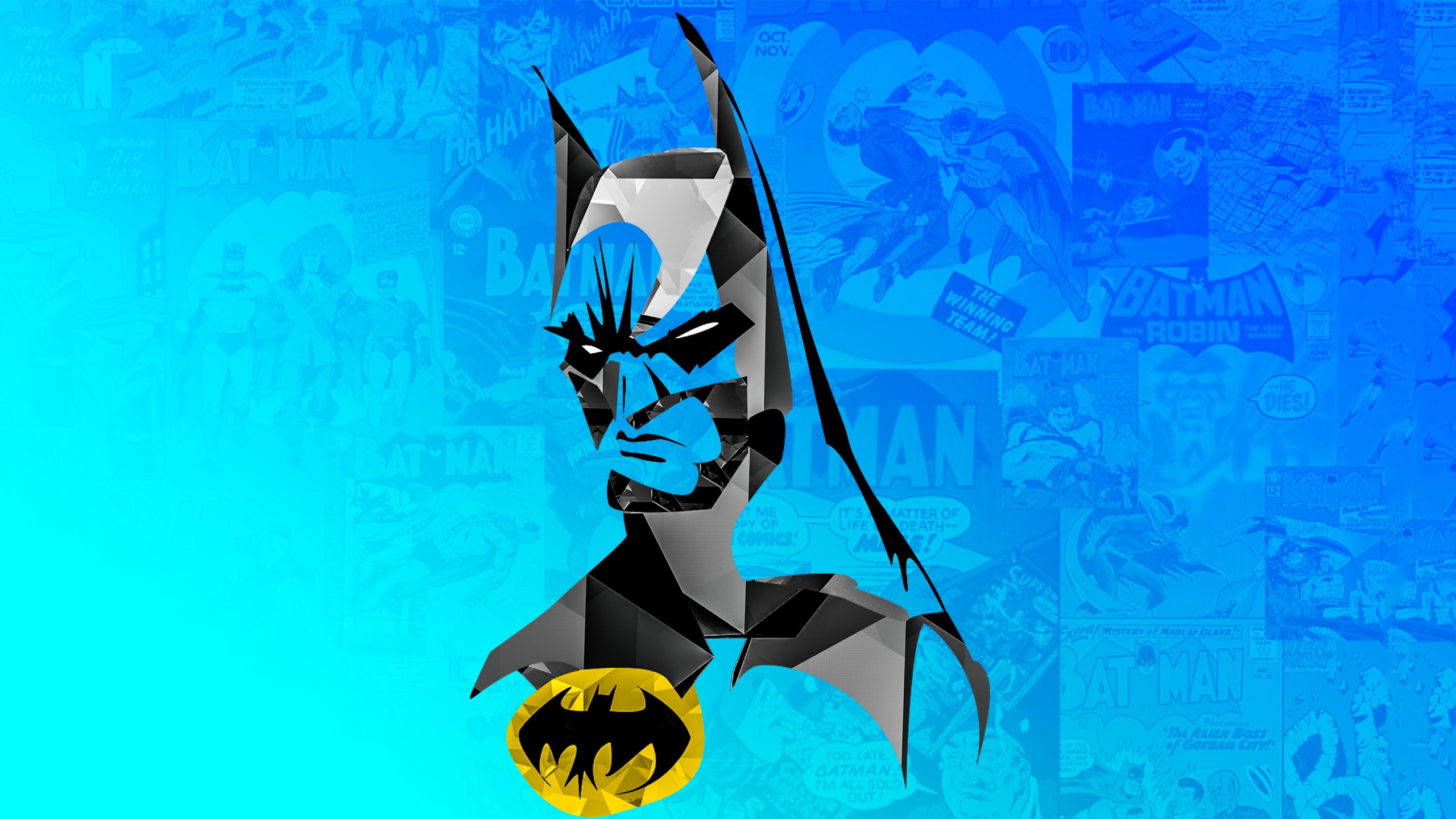 General 2560x1440 Batman DC Comics cyan blue comic art logo Batman logo artwork digital art