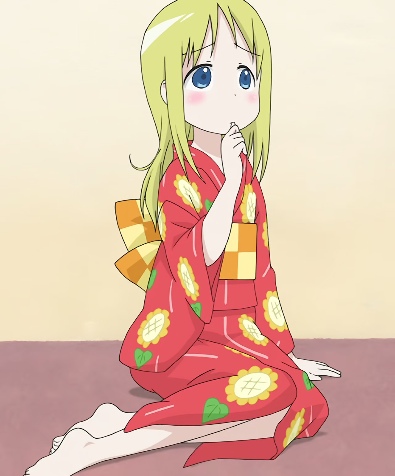 Anime 1280x1541 Ichigo Mashimaro anime yukata Ana Coppola loli blonde pale blue eyes Anime screenshot