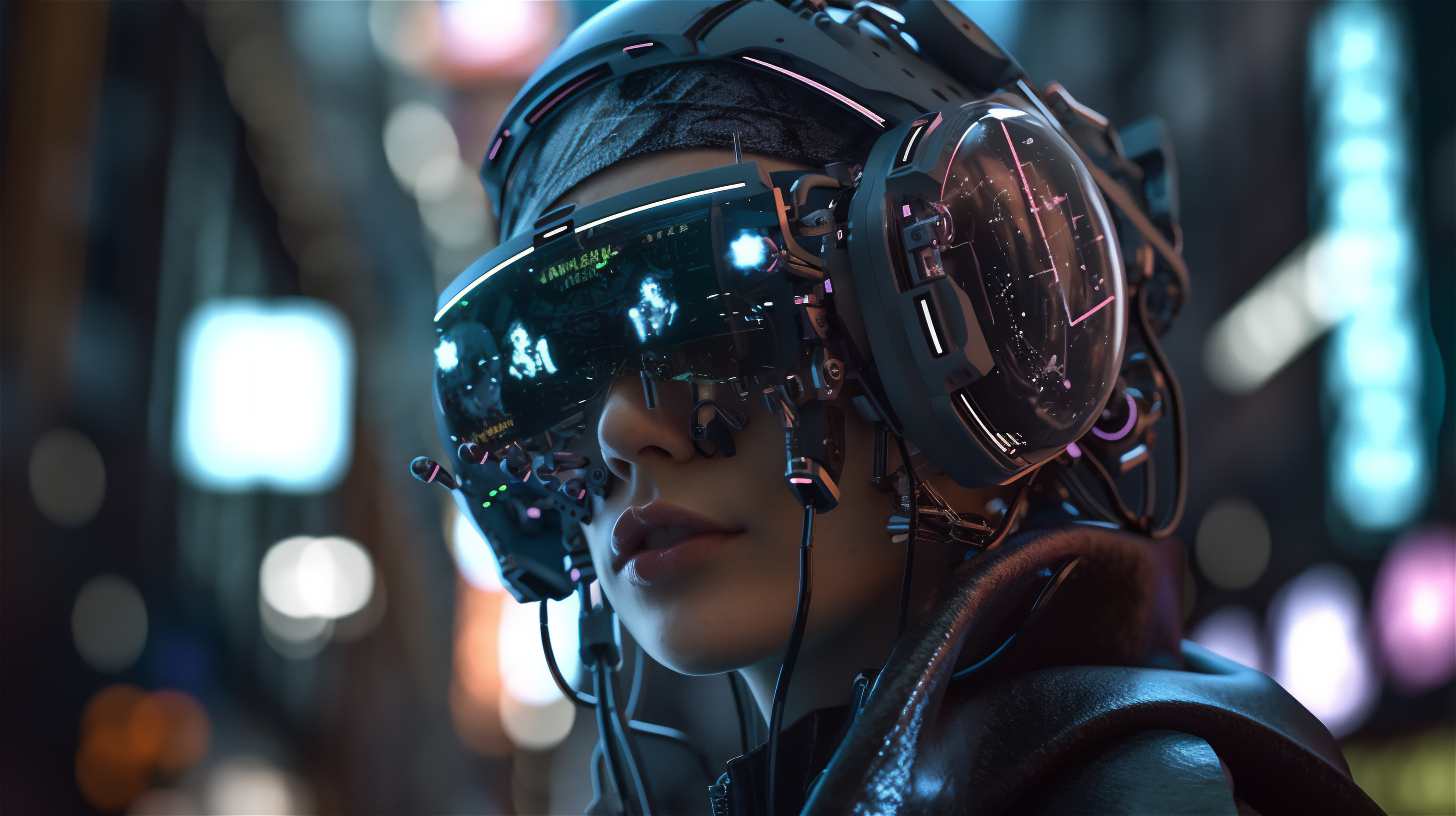 General 2912x1632 VR Headset AI art cyberpunk futuristic
