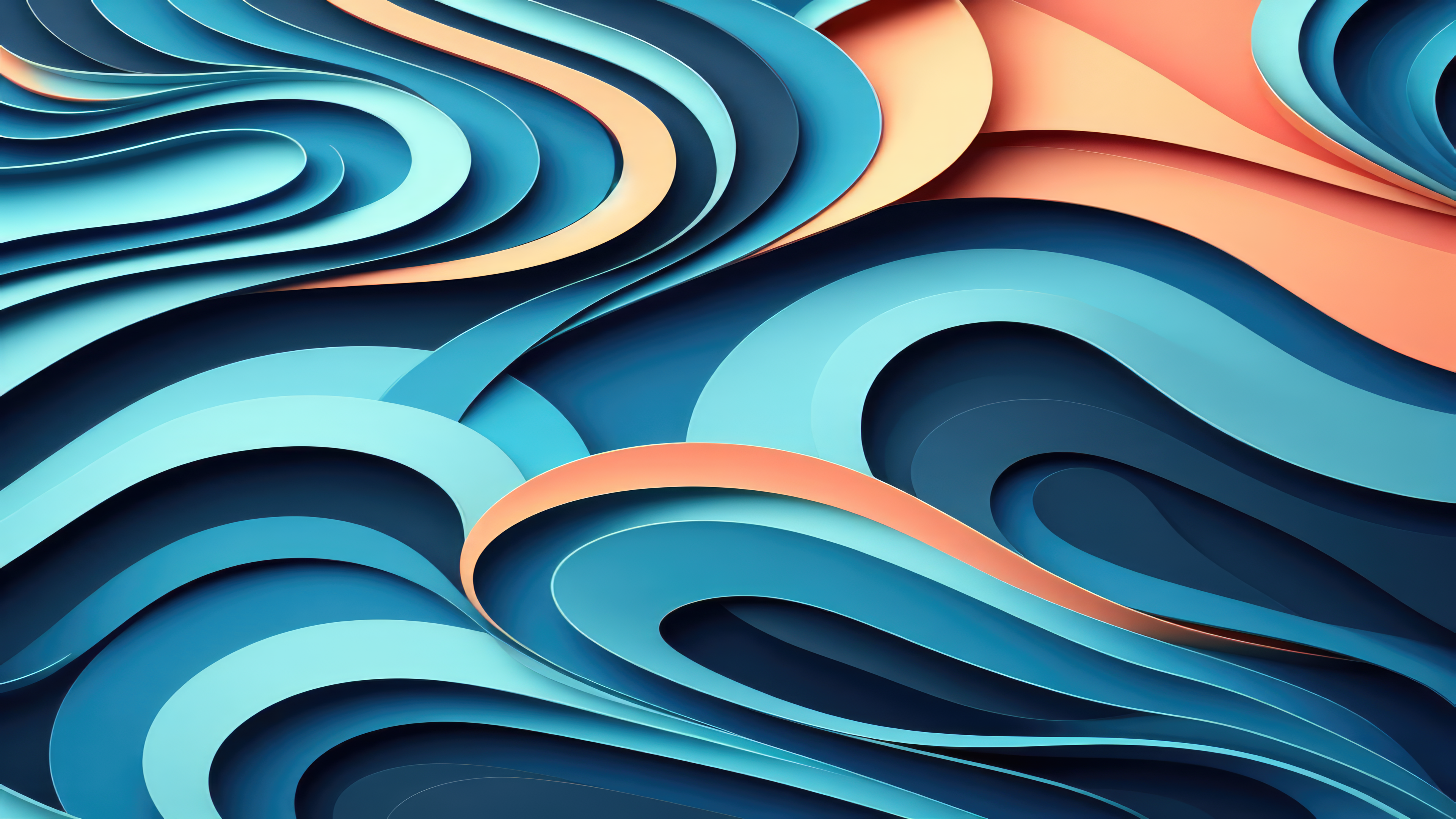 General 3840x2160 AI art Windows 11 Windows 10 blue waves simple background abstract digital art minimalism