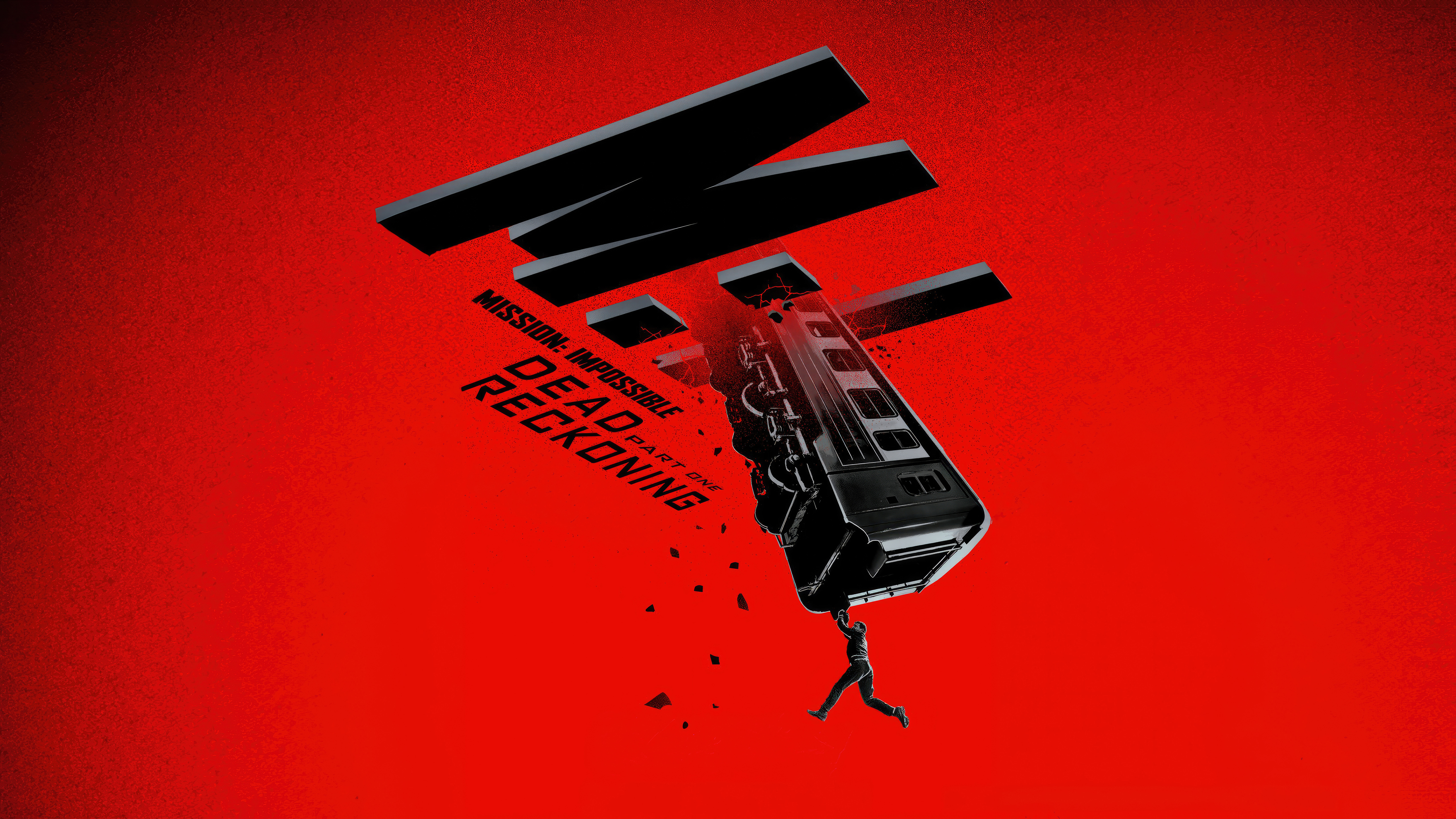 General 5120x2880 Mission Impossible Dead Reckoning Part One title simple background minimalism digital art red background
