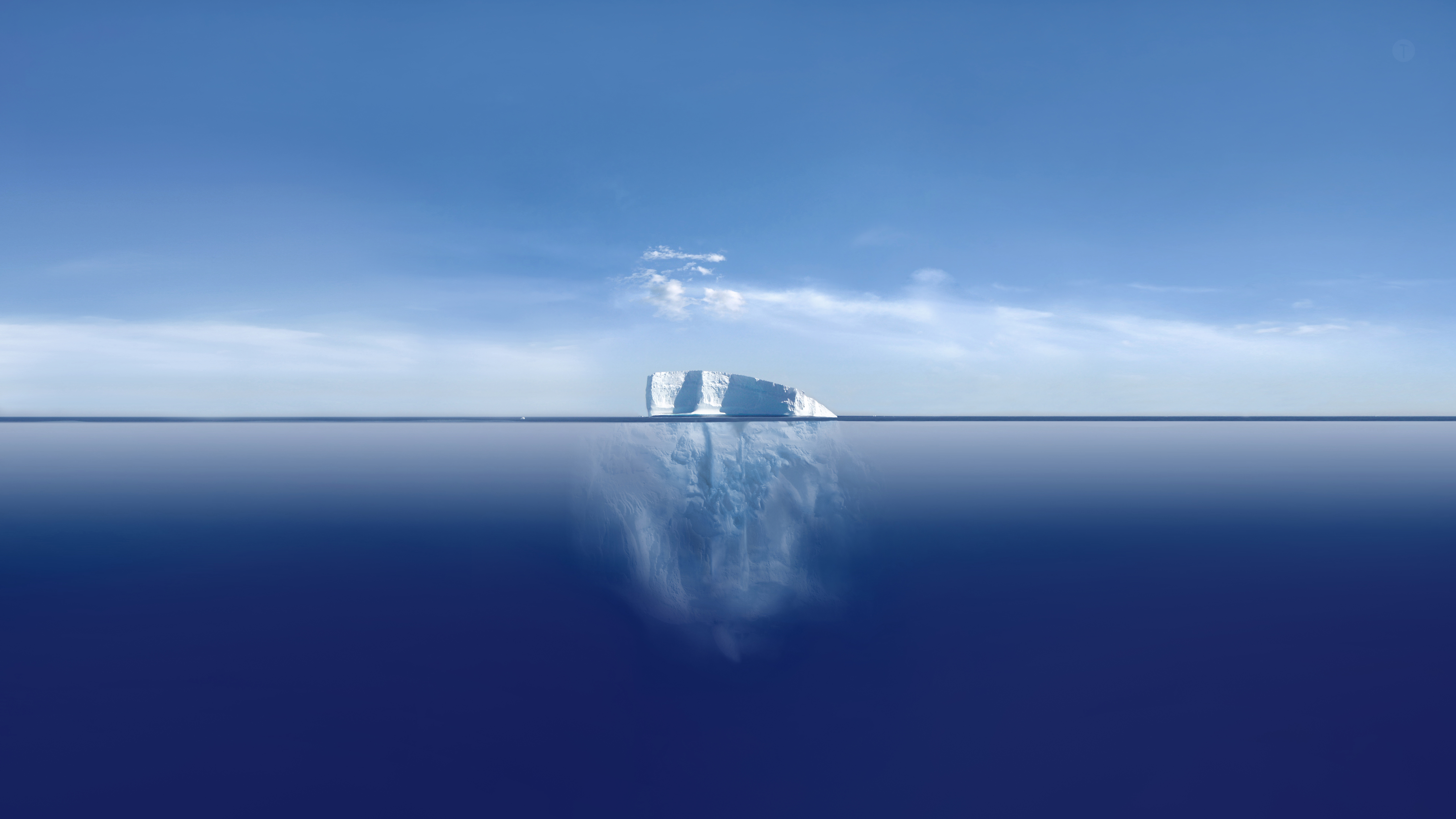 General 5120x2880 sky sea iceberg simple background minimalism water symmetry blue