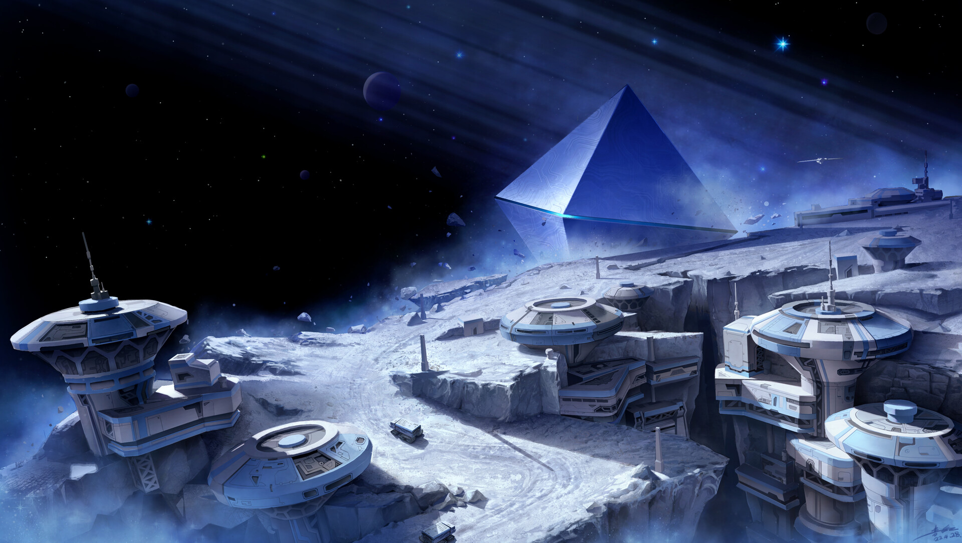 General 1920x1084 digital art artwork illustration space space art architecture stars pyramid galaxy event horizon