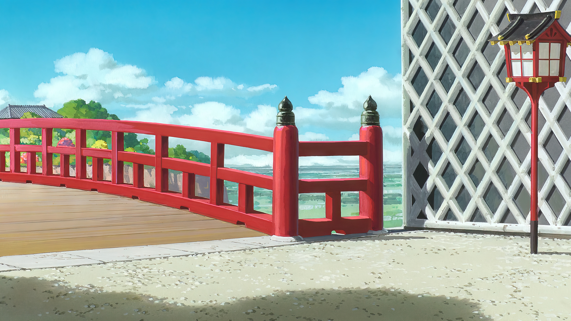 Anime 1920x1080 Spirited Away animated movies anime animation film stills sky clouds bridge Studio Ghibli Hayao Miyazaki