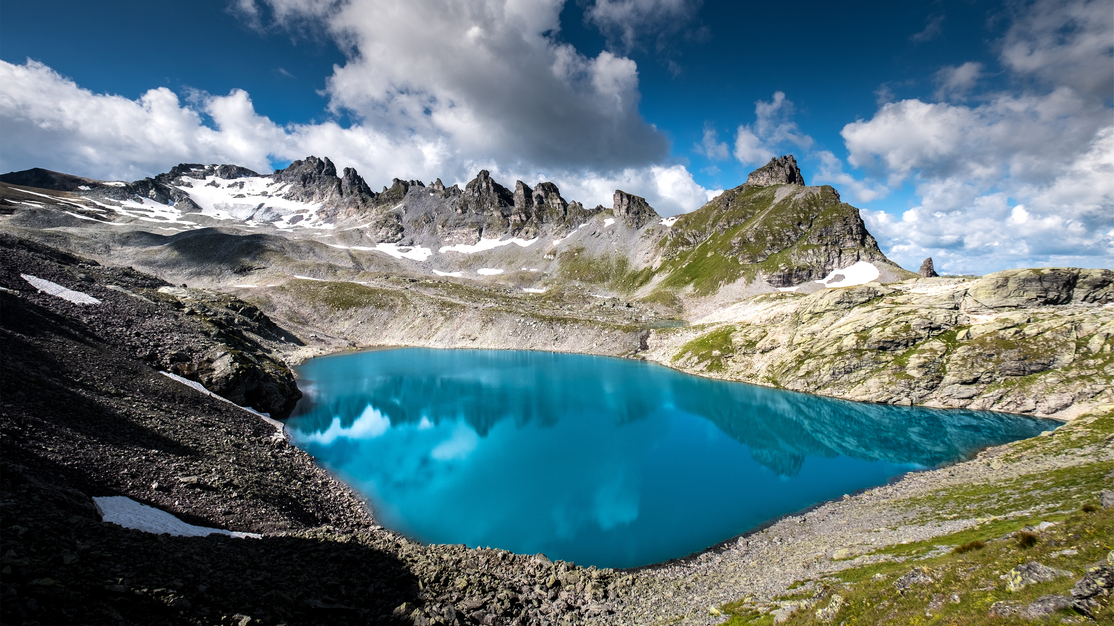 General 3840x2160 photography nature lake mountains landscape clouds Alps Switzerland 4K reflection water sky