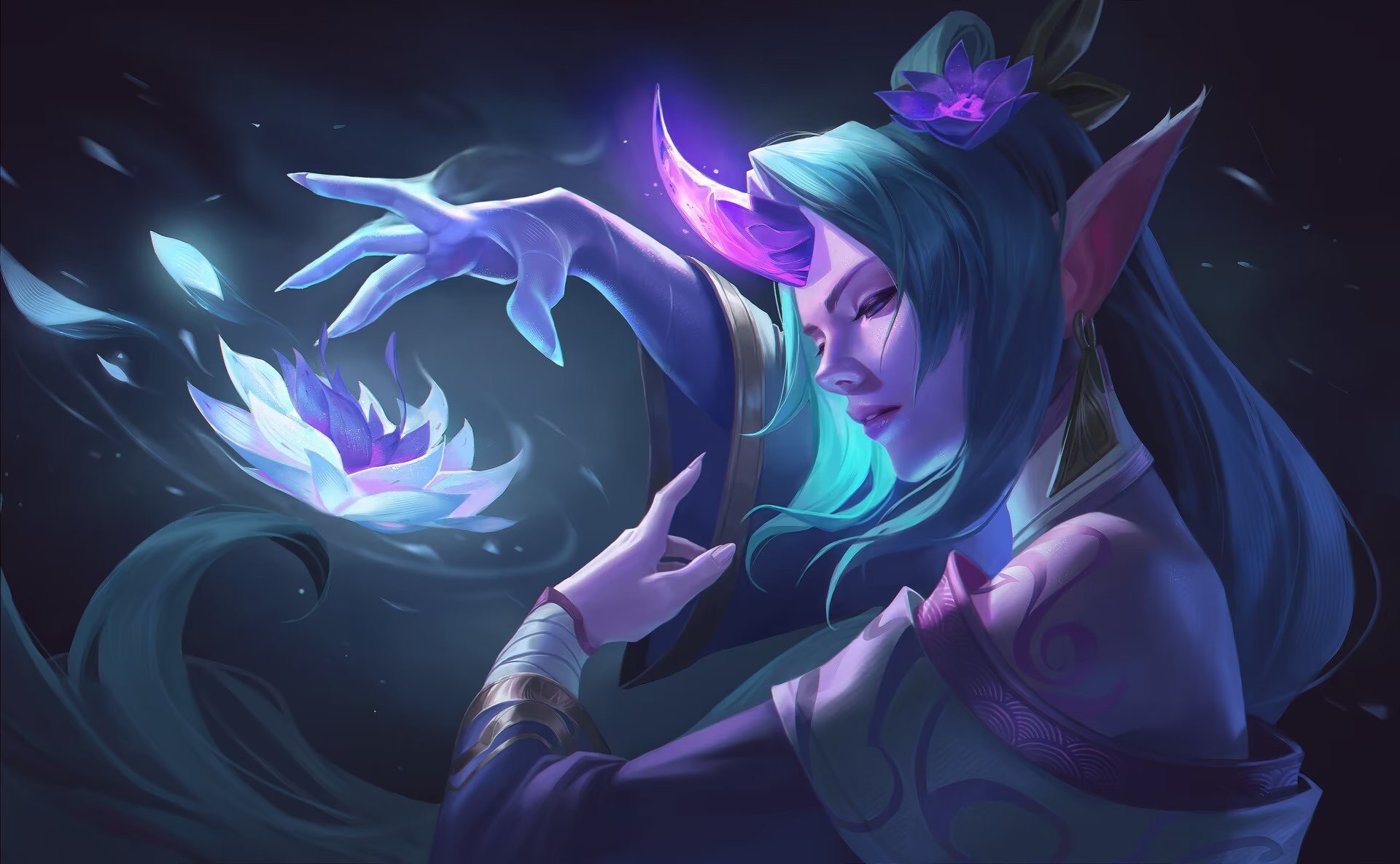 General 1920x1186 Soraka (League of Legends) League of Legends Riot Games video games video game girls video game characters horns pointy ears closed eyes video game art