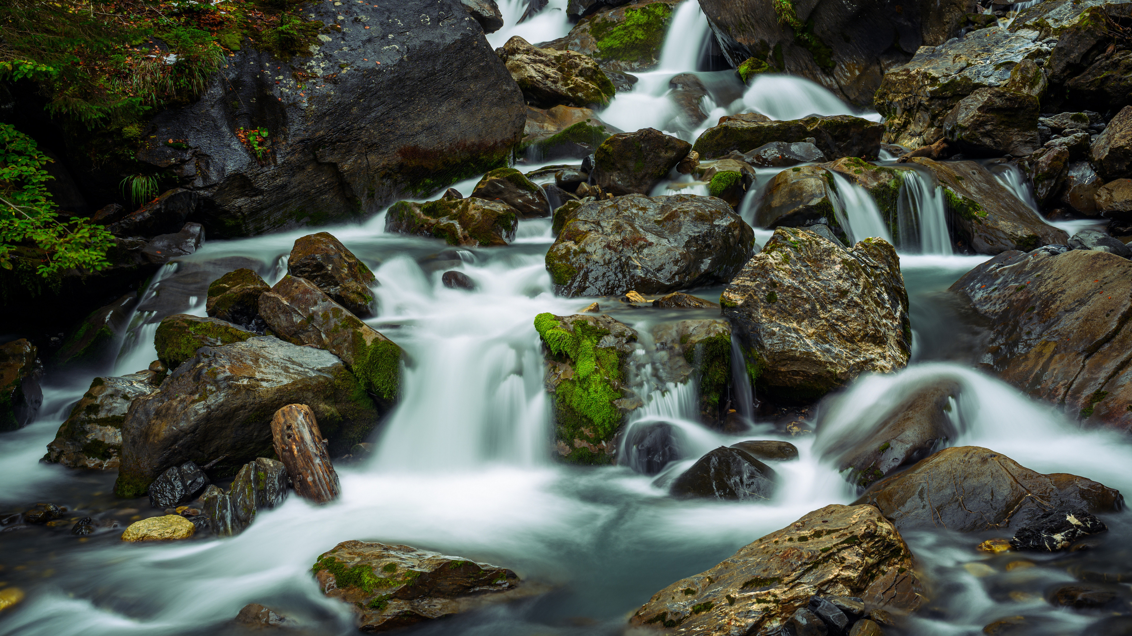 General 3840x2160 Switzerland nature waterfall stones moss rocks water
