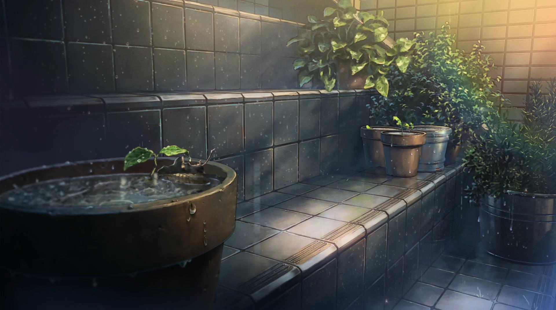Anime 1920x1072 Weathering With You rain plant pot anime water plants