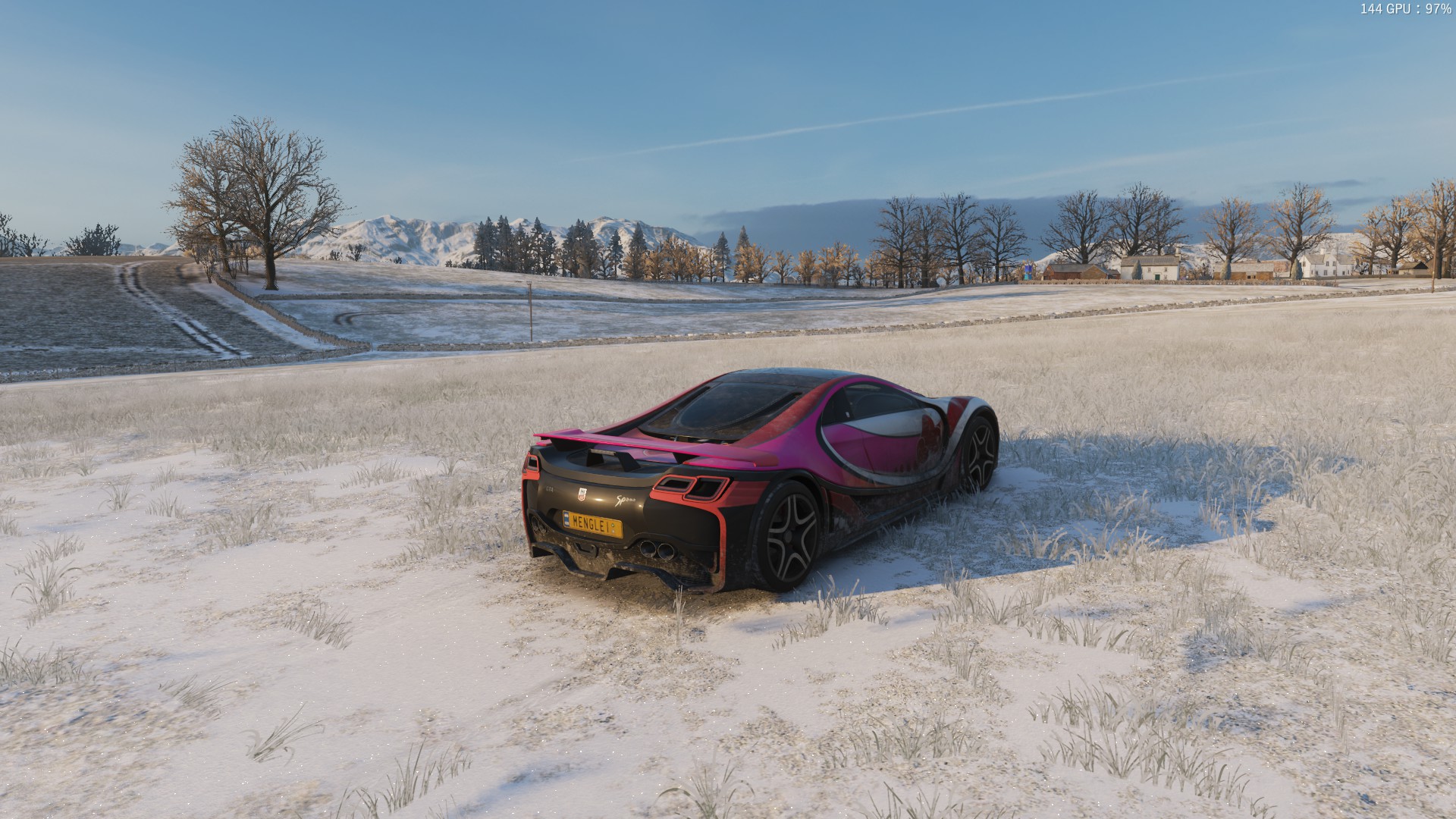 General 1920x1080 Forza Horizon 4 landscape video game art snow sky trees car rear view licence plates video games CGI vehicle
