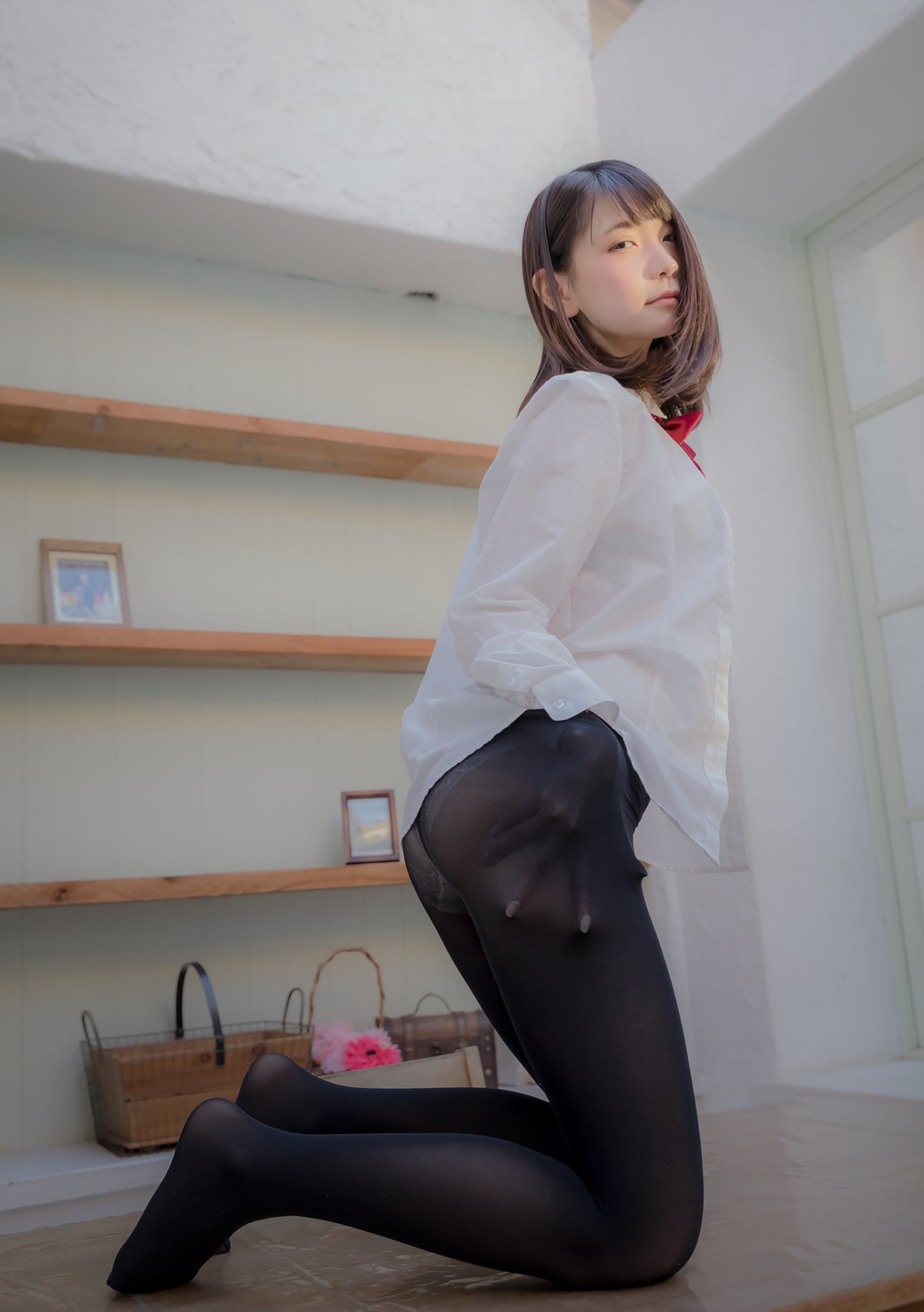 People 1443x2048 Marina Amatsu Japanese women Asian women model panties black stockings pantyhose