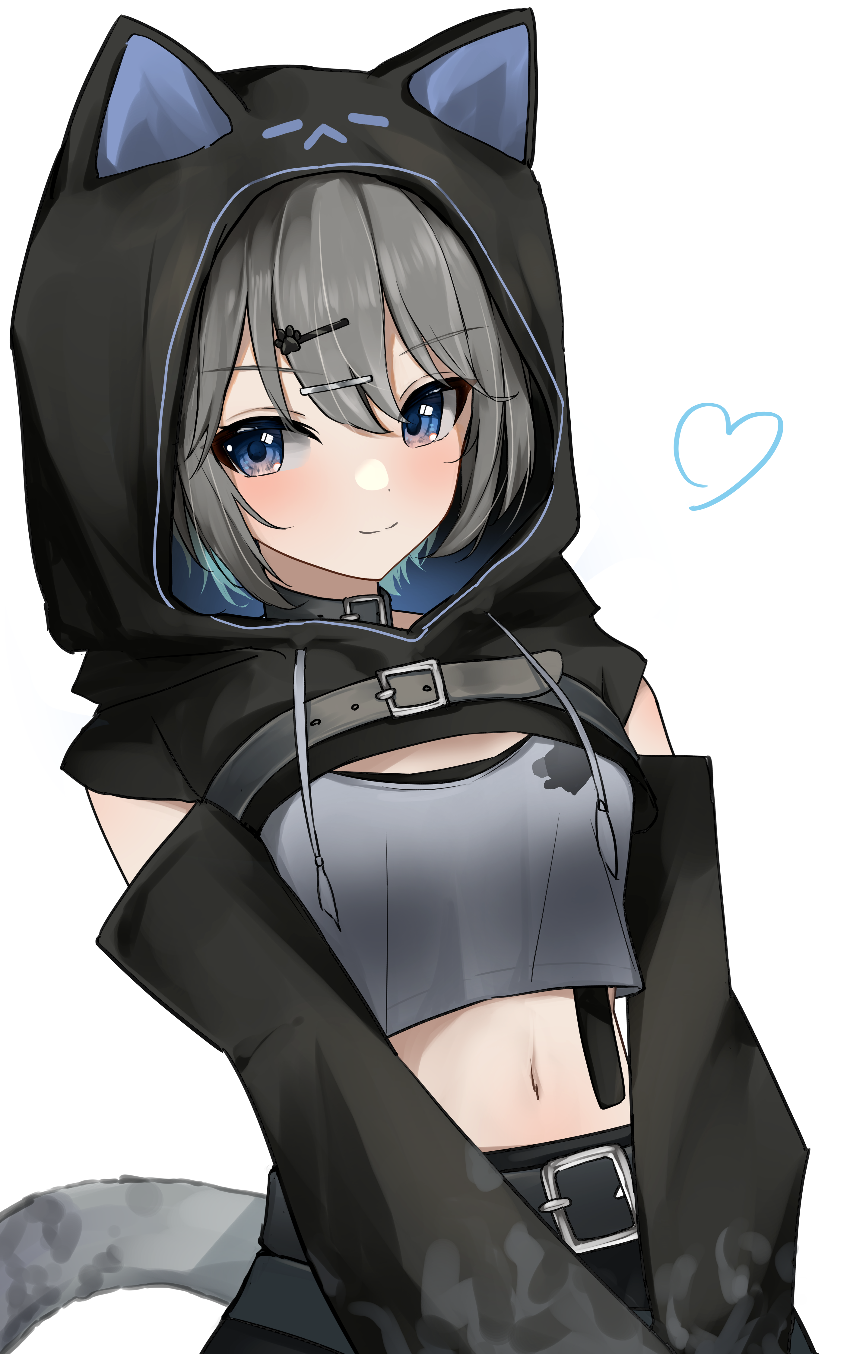 Anime 2818x4489 anime anime girls digital art artwork looking at viewer portrait portrait display cat girl cat ears cat tail belly belly button heart (design)