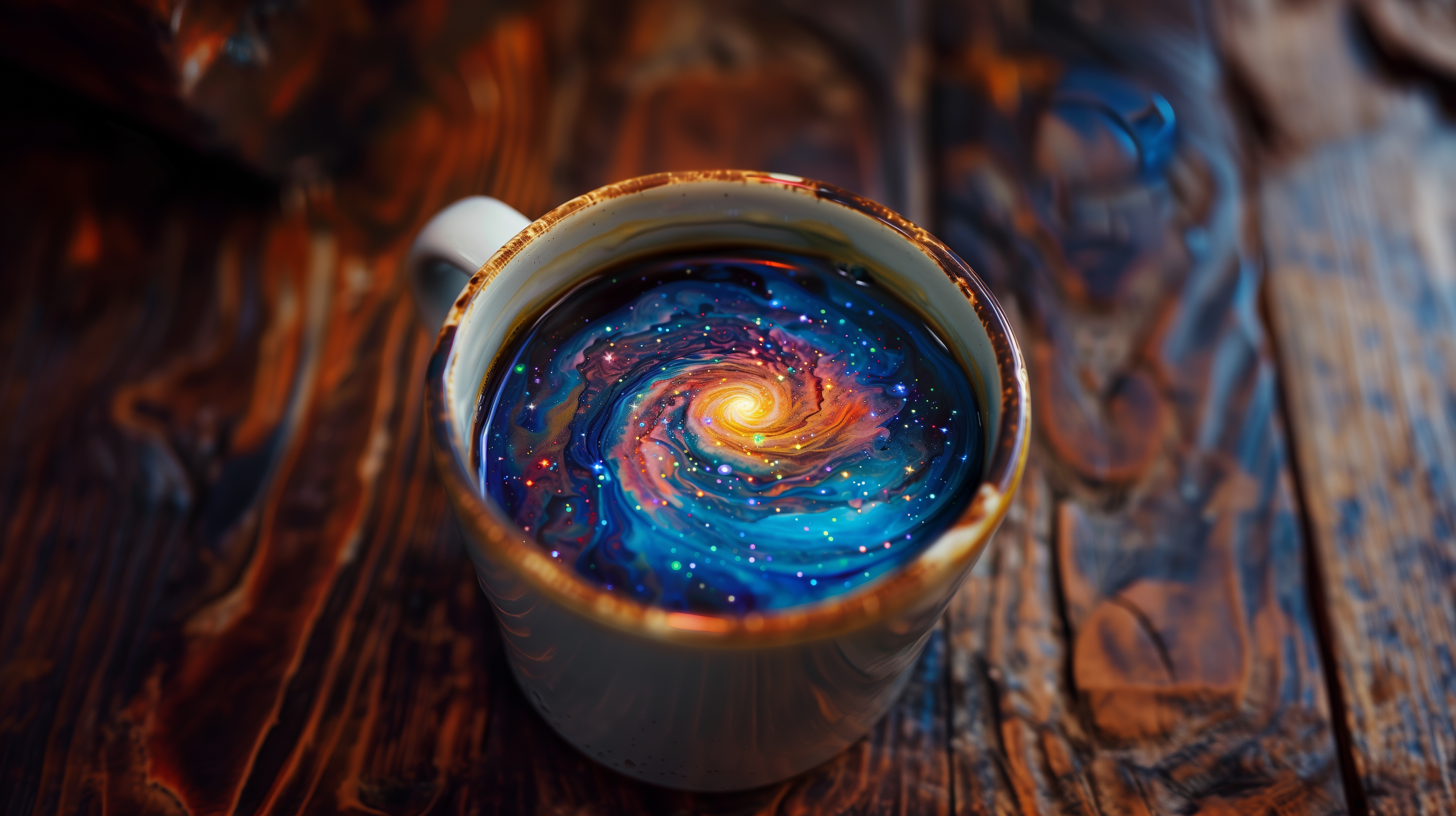 General 5824x3264 AI art coffee galaxy mug cup colorful depth of field