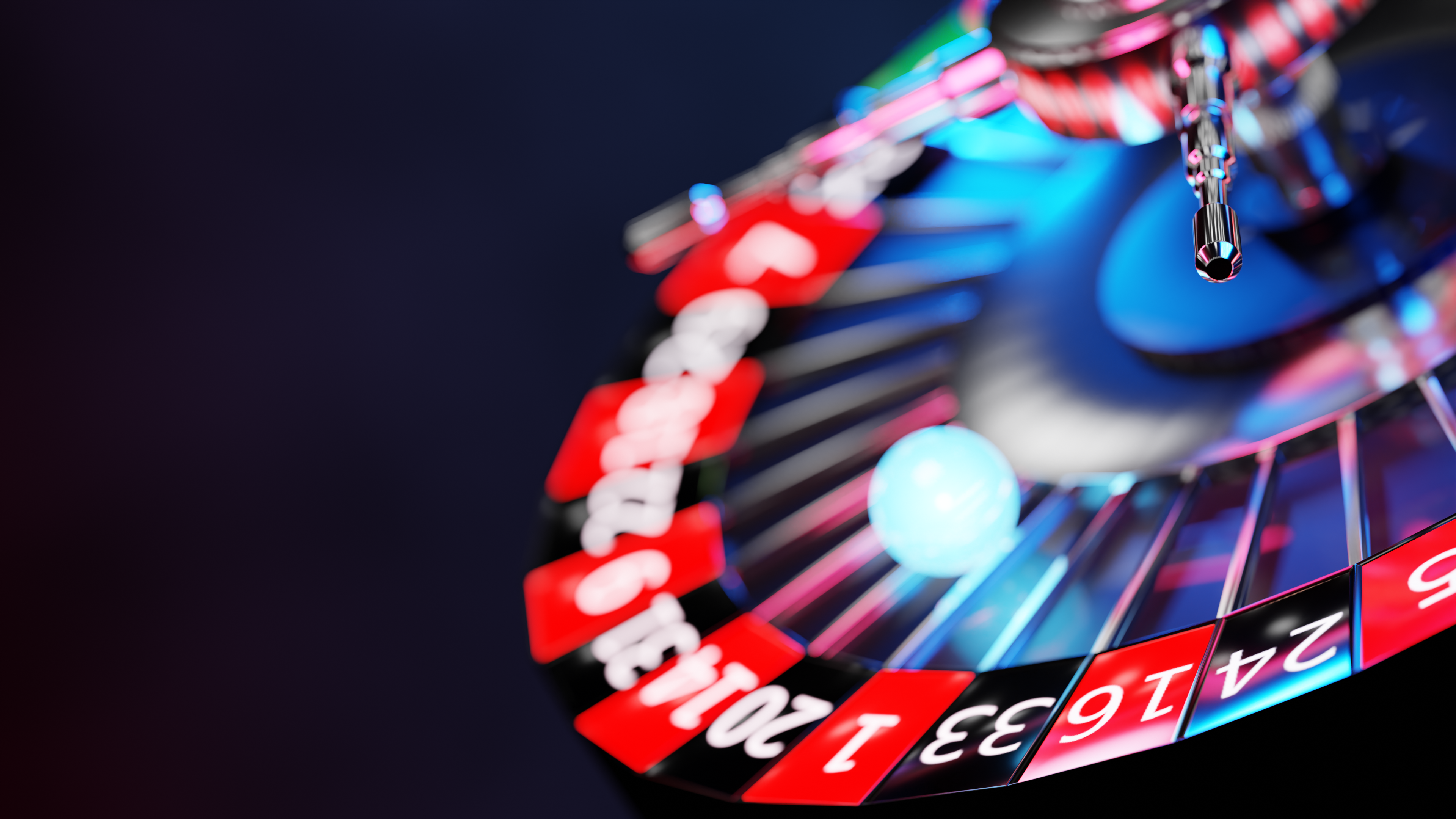 General 3840x2160 roulette casino numbers 4K CGI digital art minimalism dark red blue depth of field neon chrome gambling low key