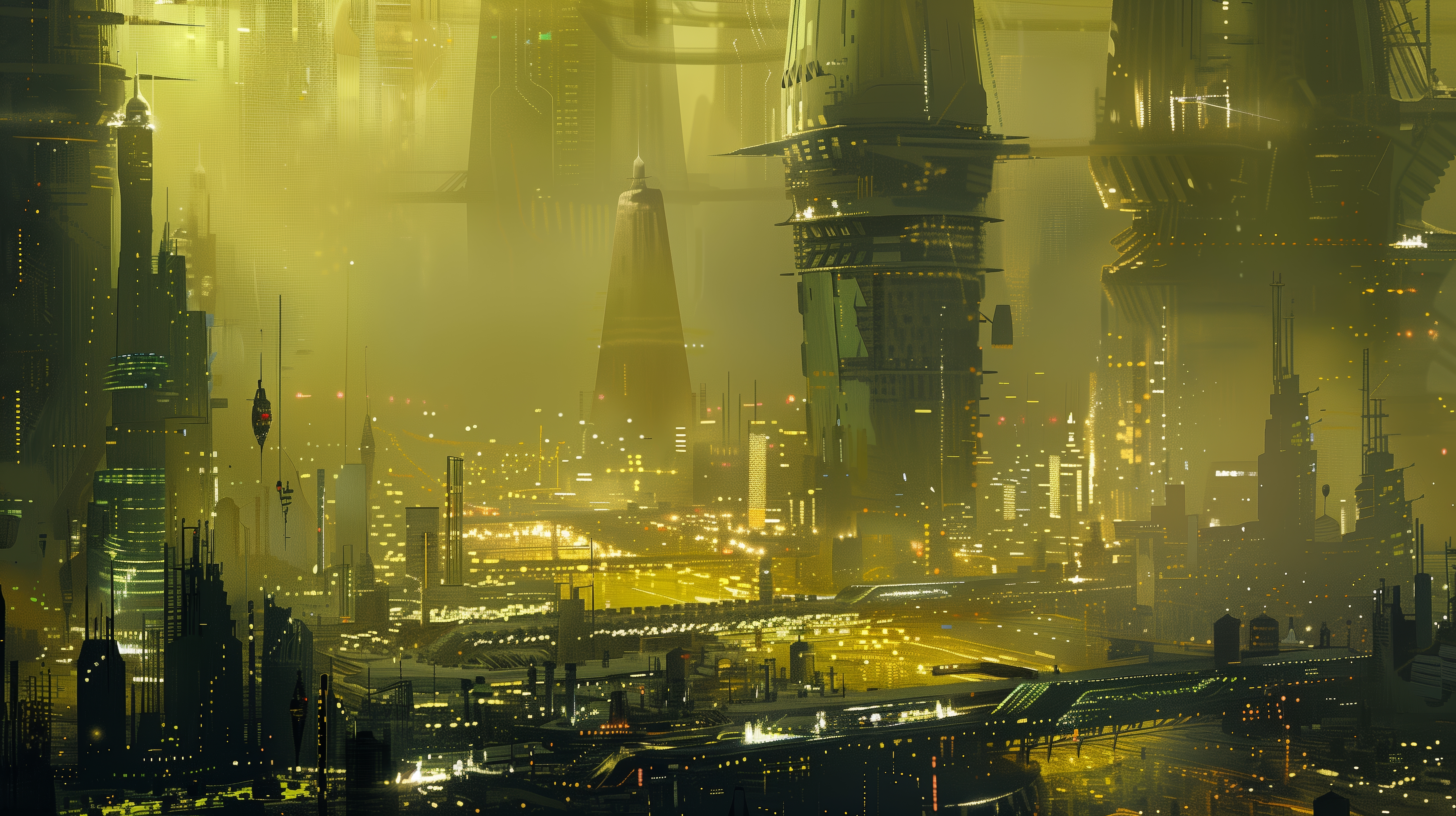 General 5824x3264 AI art city futuristic science fiction concept art skyscraper cityscape illustration