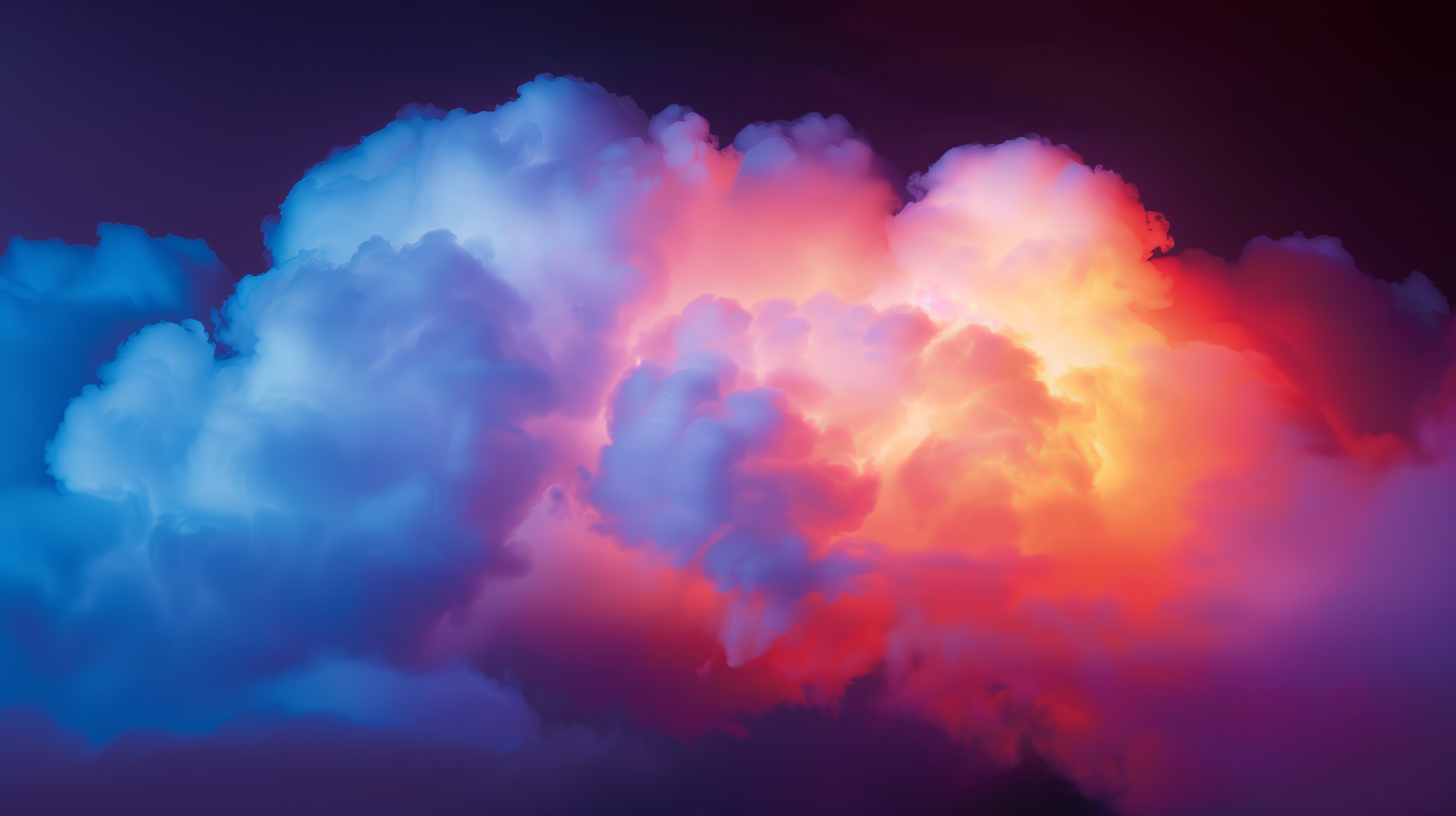 General 5824x3264 AI art colorful clouds cumulus indoors simple background glowing blue red