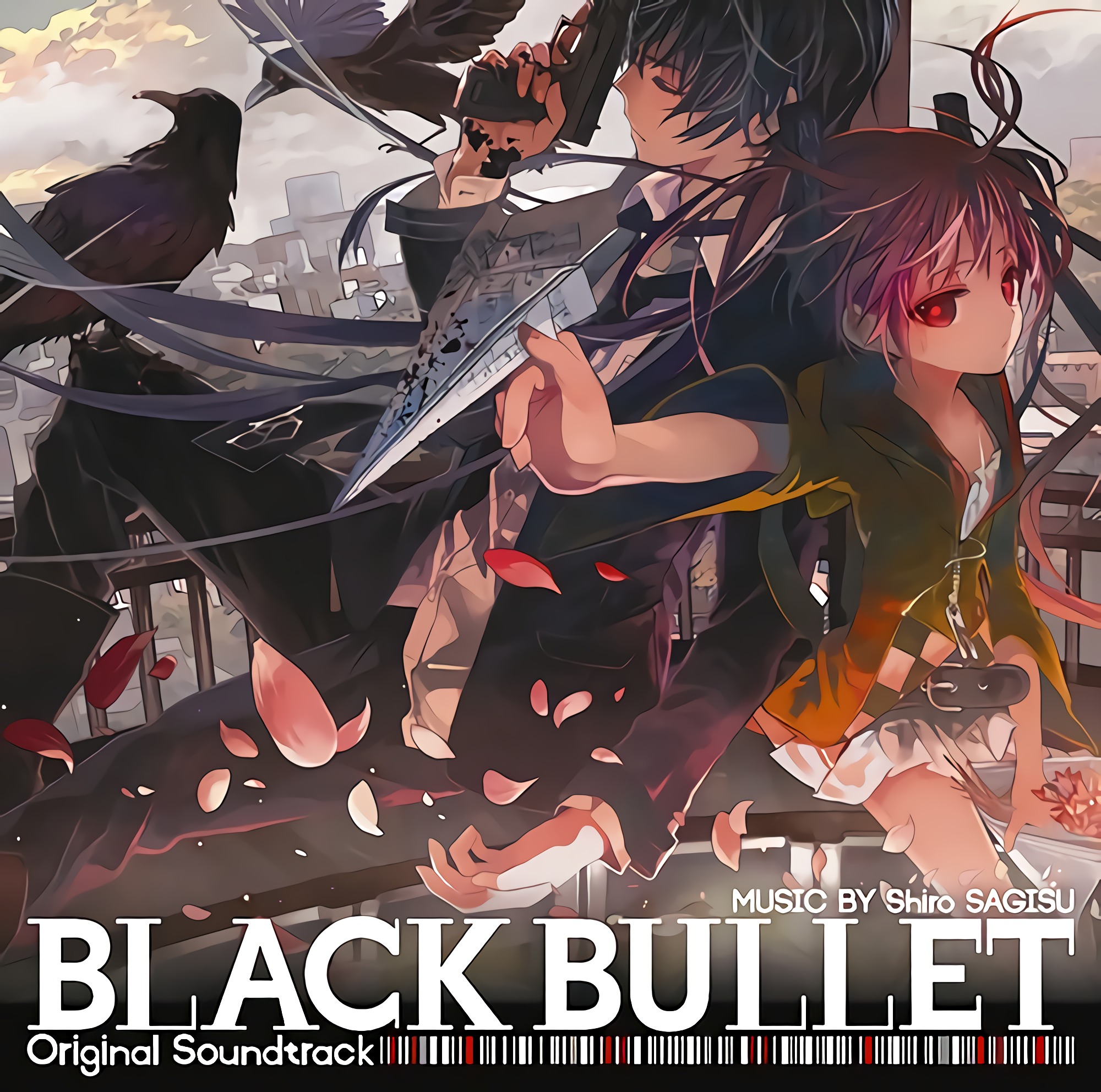Anime 2000x1984 anime Black Bullet Aihara Enju Rentaro Satomi gun paper planes sitting crow