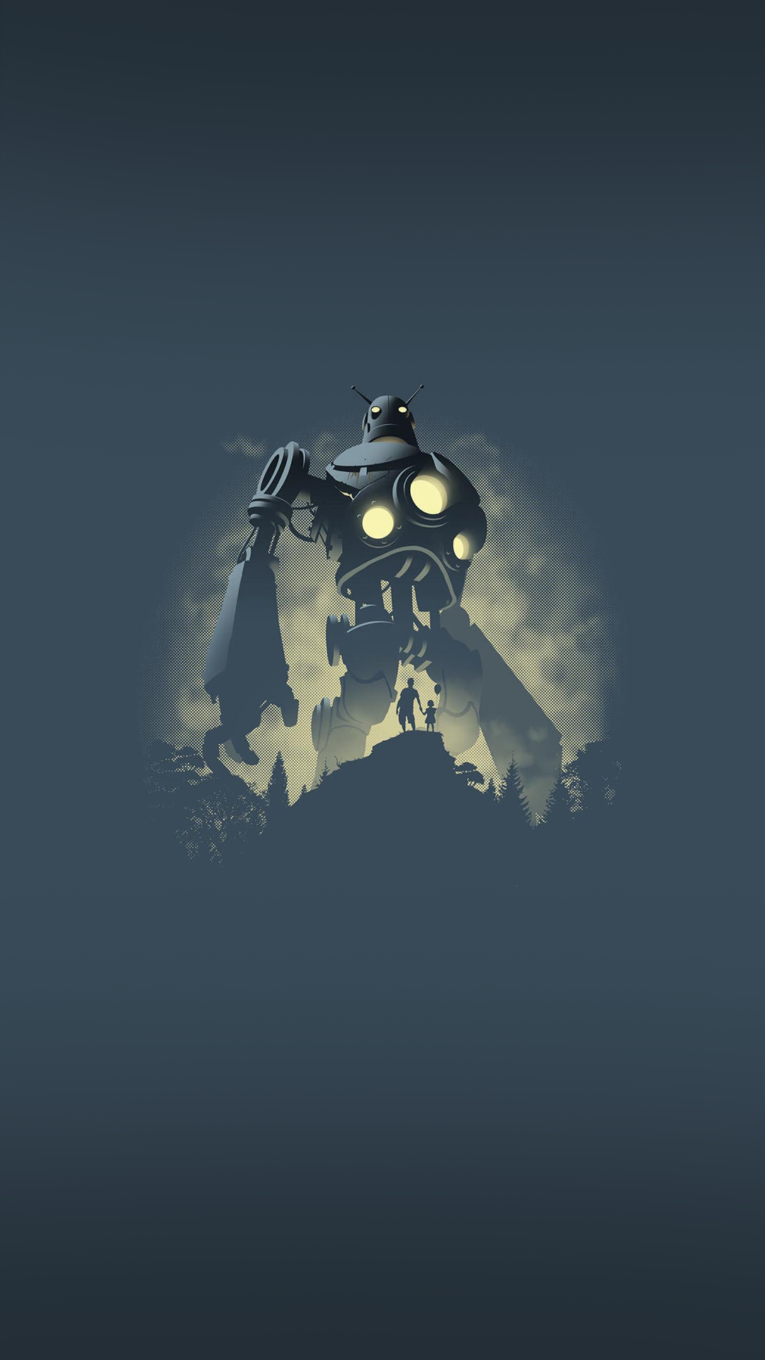 General 1080x1920 iron giant cartoon animated character portrait display simple background minimalism robot