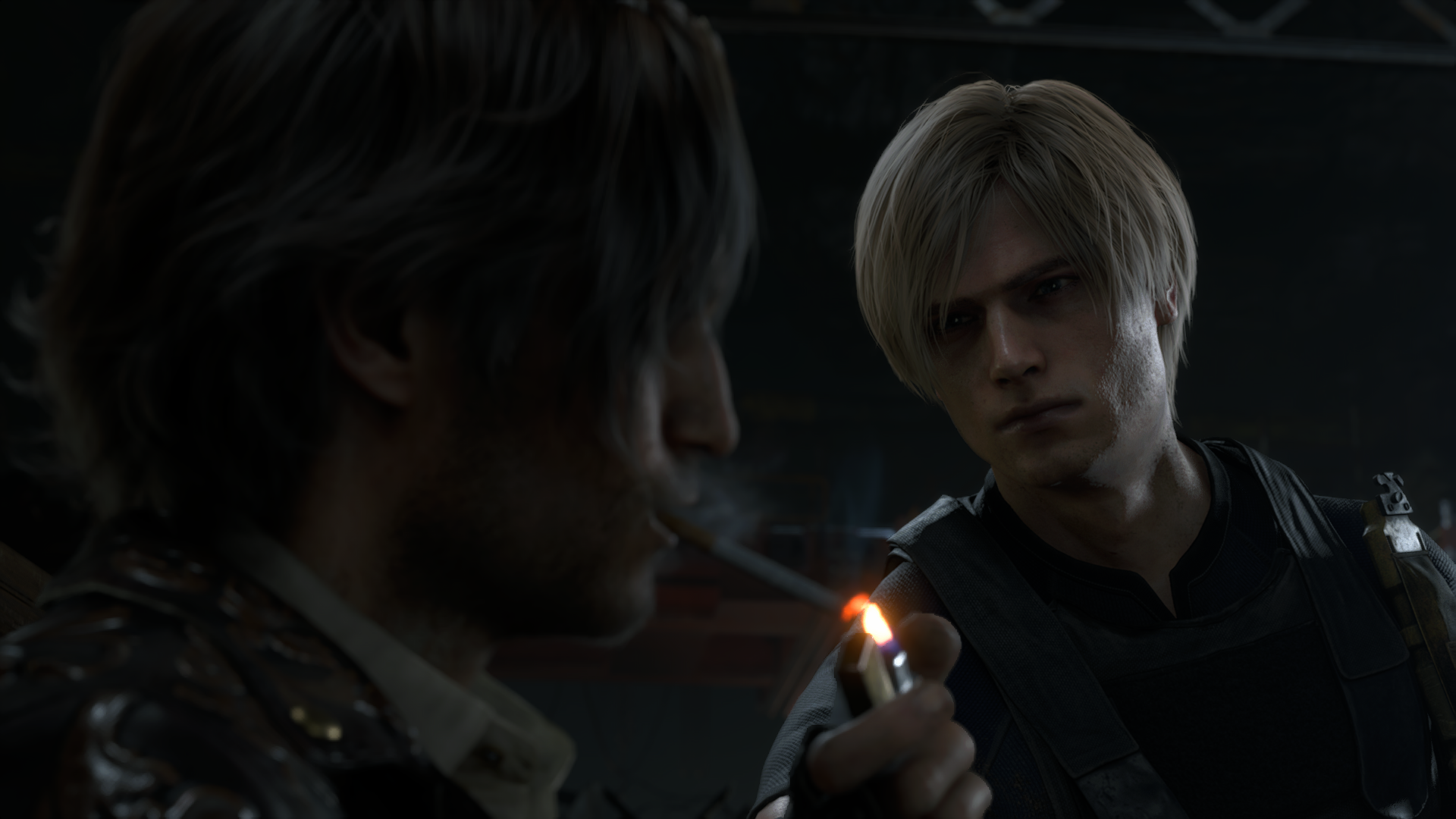 General 1920x1080 resident evil 4 remake Video Game Horror video games horror Leon Kennedy Luis Serra video game characters video game men cigarettes lighter CGI