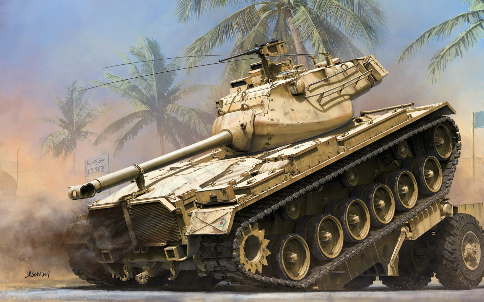 General 1680x1050 tank army military military vehicle palm trees artwork American tanks