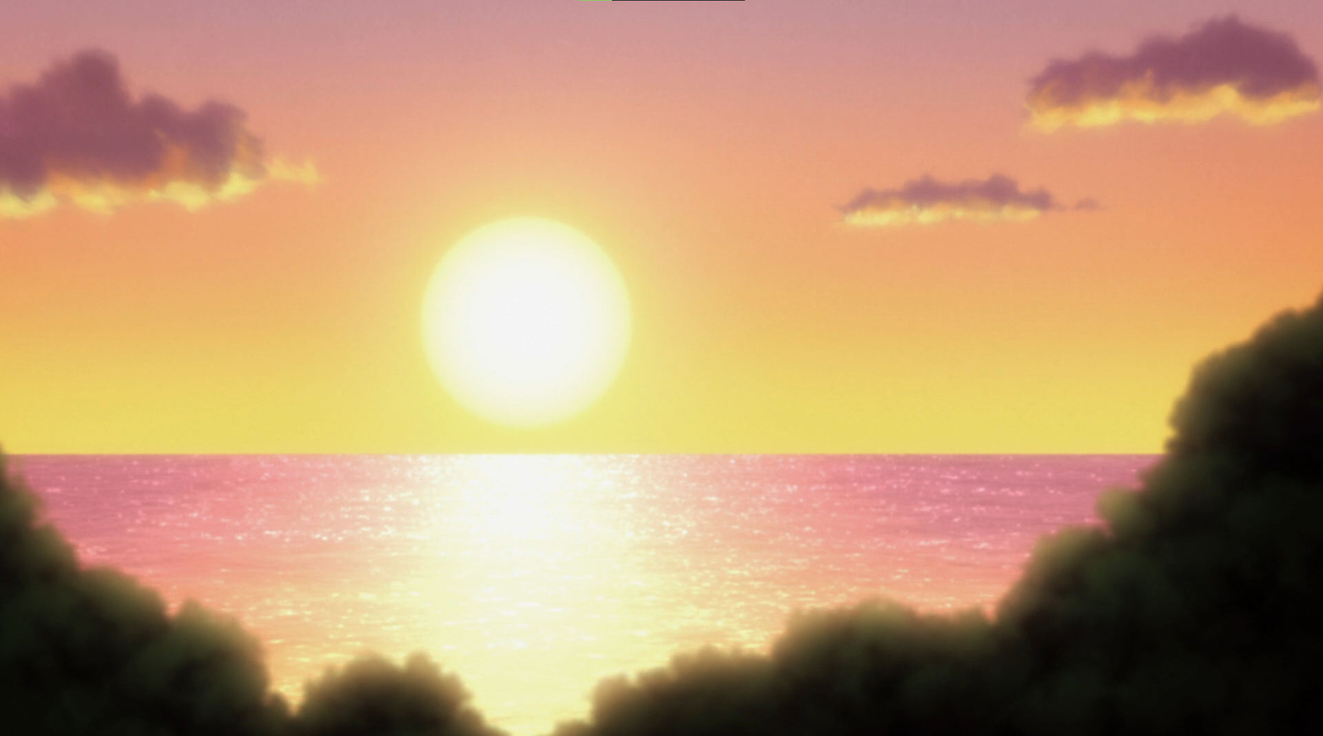 Anime 1920x1068 Hunter x Hunter sky night sunset trees nature water anime Anime screenshot Sun clouds sea sunset glow