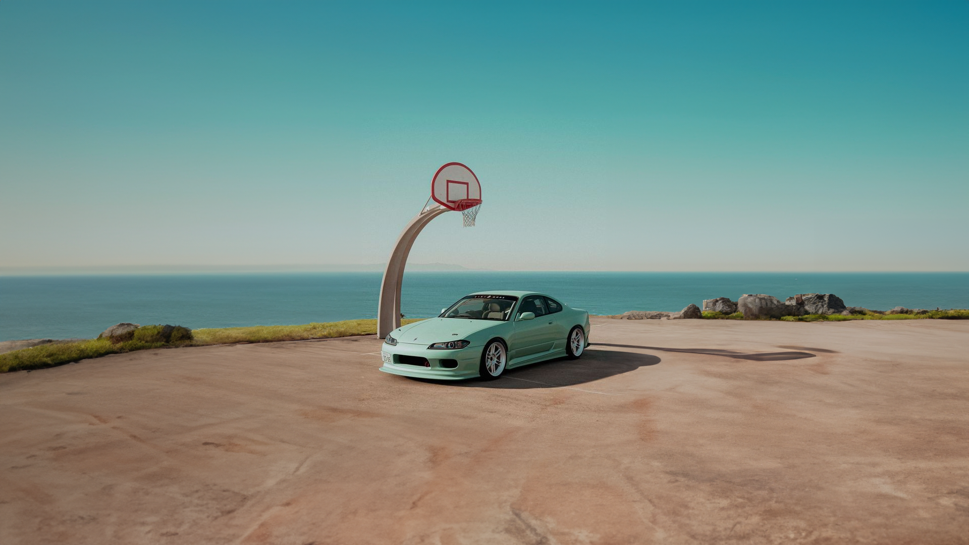 General 1920x1080 car basketball frontal view simple background minimalism Nissan Silvia S15
