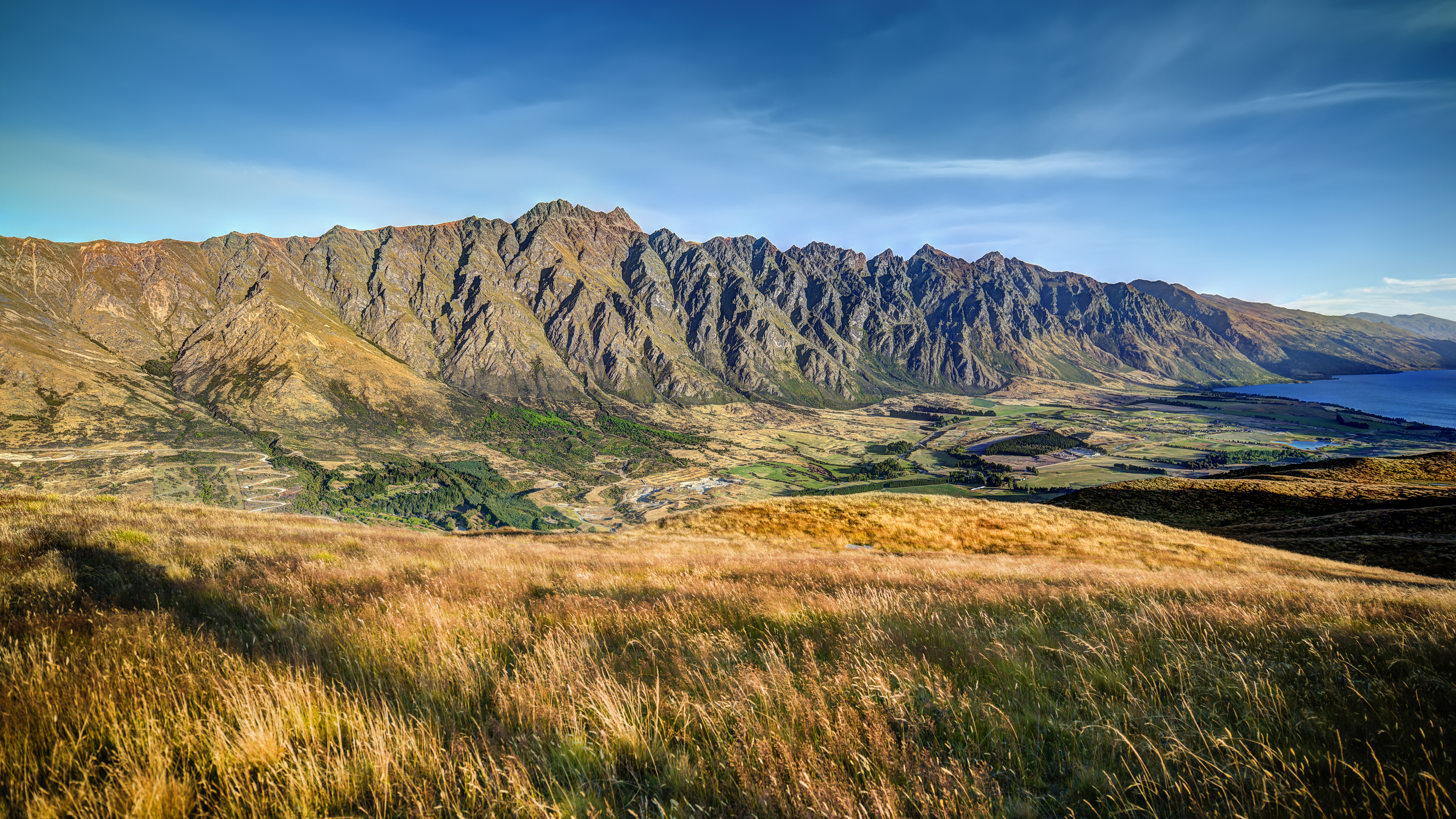 General 3840x2160 landscape 4K mountains field water road valley New Zealand Queenstown nature