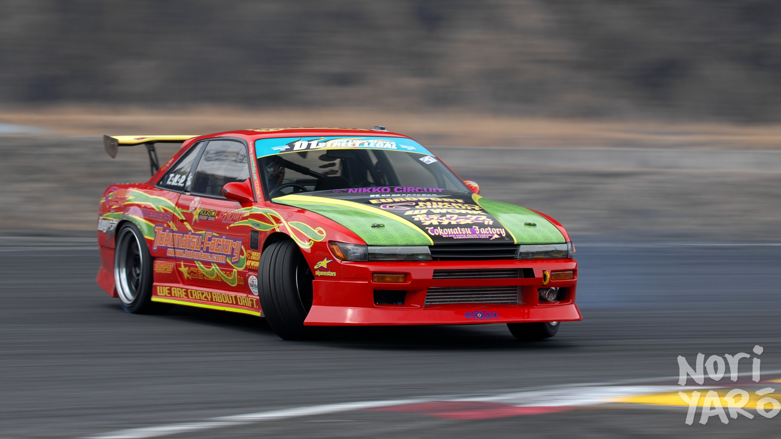 General 2560x1440 car Japanese cars sports car drift cars drift circuit race tracks Nissan Silvia S13 red cars race cars car spoiler livery