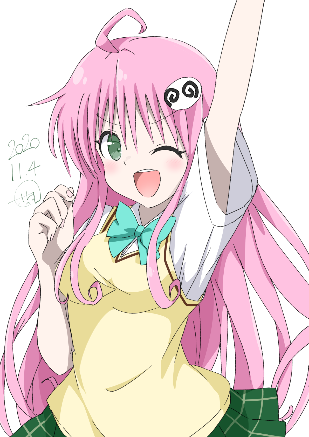 Anime 1191x1684 anime anime girls To Love-ru Lala Satalin Deviluke long hair pink hair solo artwork digital art fan art